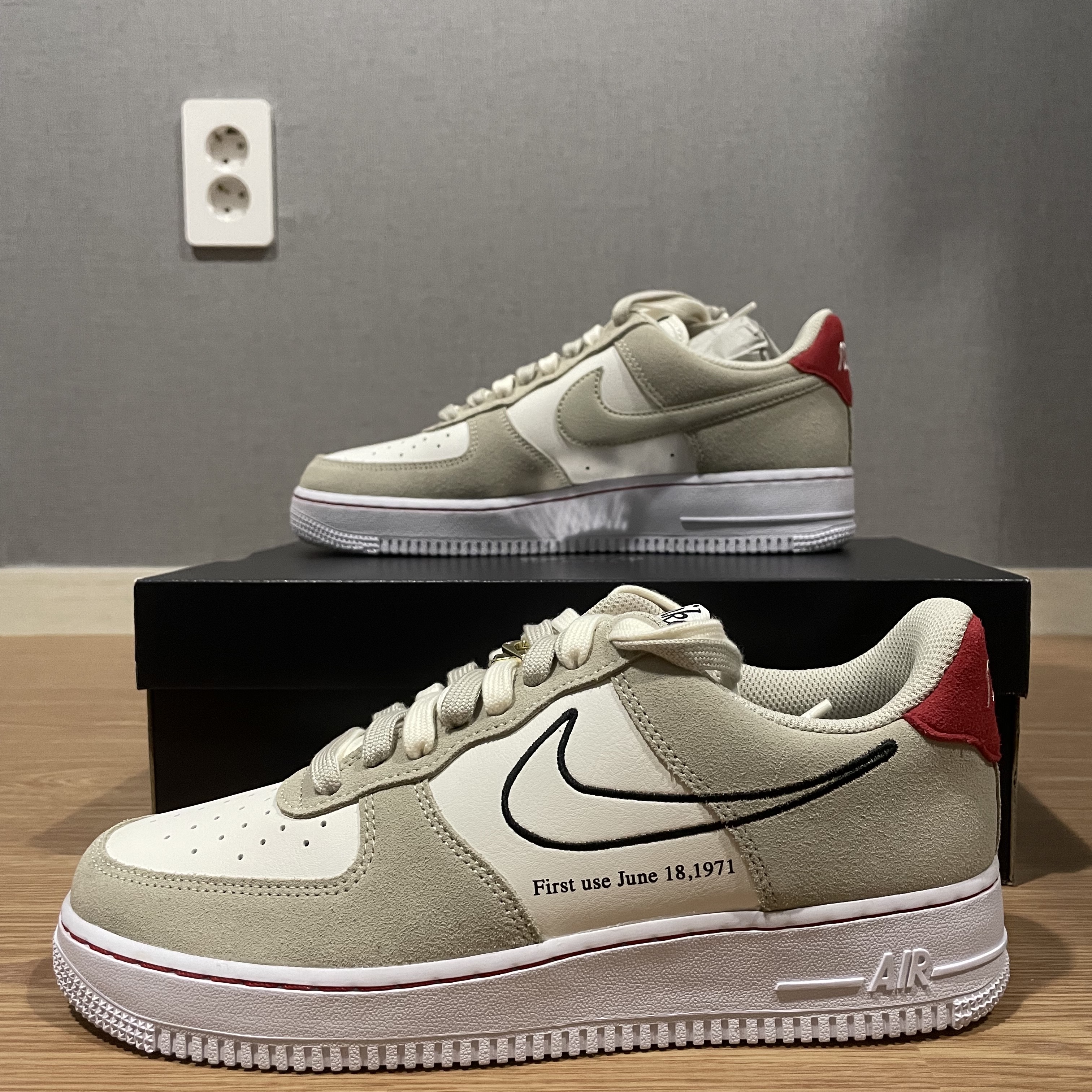 Nike Air Force 1 '07 SE First Use Light Stone 착용 스타일 - 1