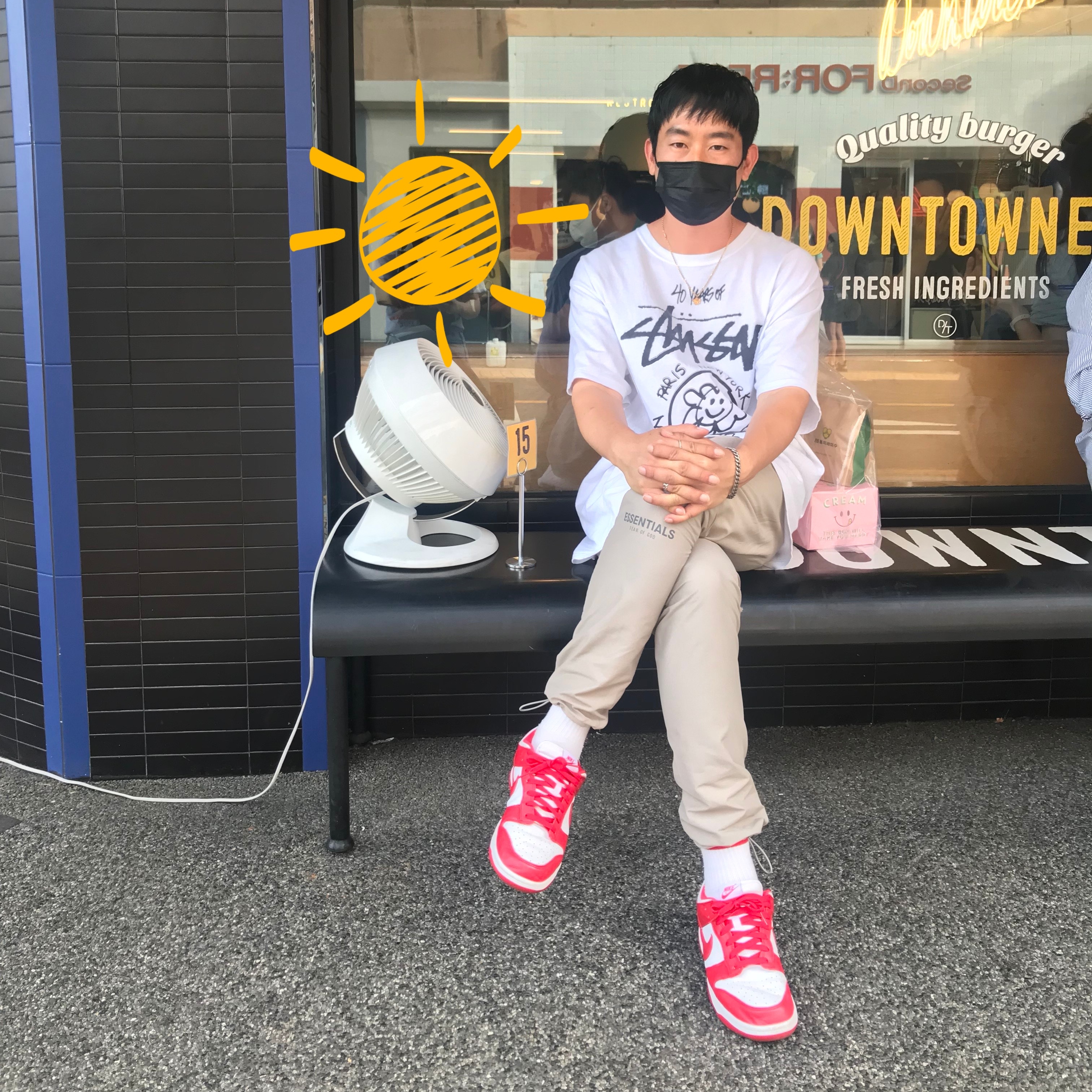 Nike Dunk Low SP University Red 2020, Stussy x Marc Jacobs 40 WT T-Shirt 착용 스타일