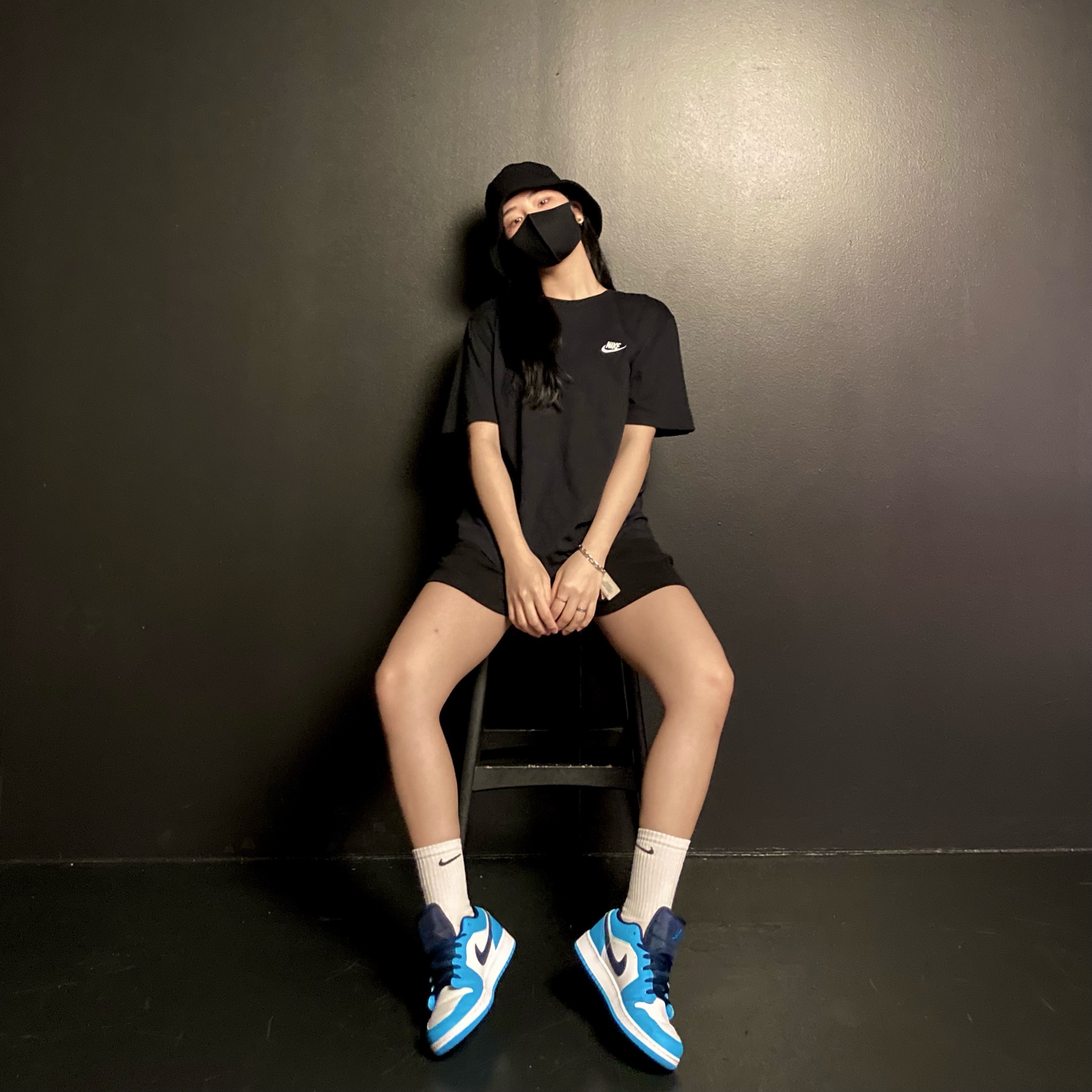(GS) Jordan 1 Low Dark Powder Blue 착용 스타일