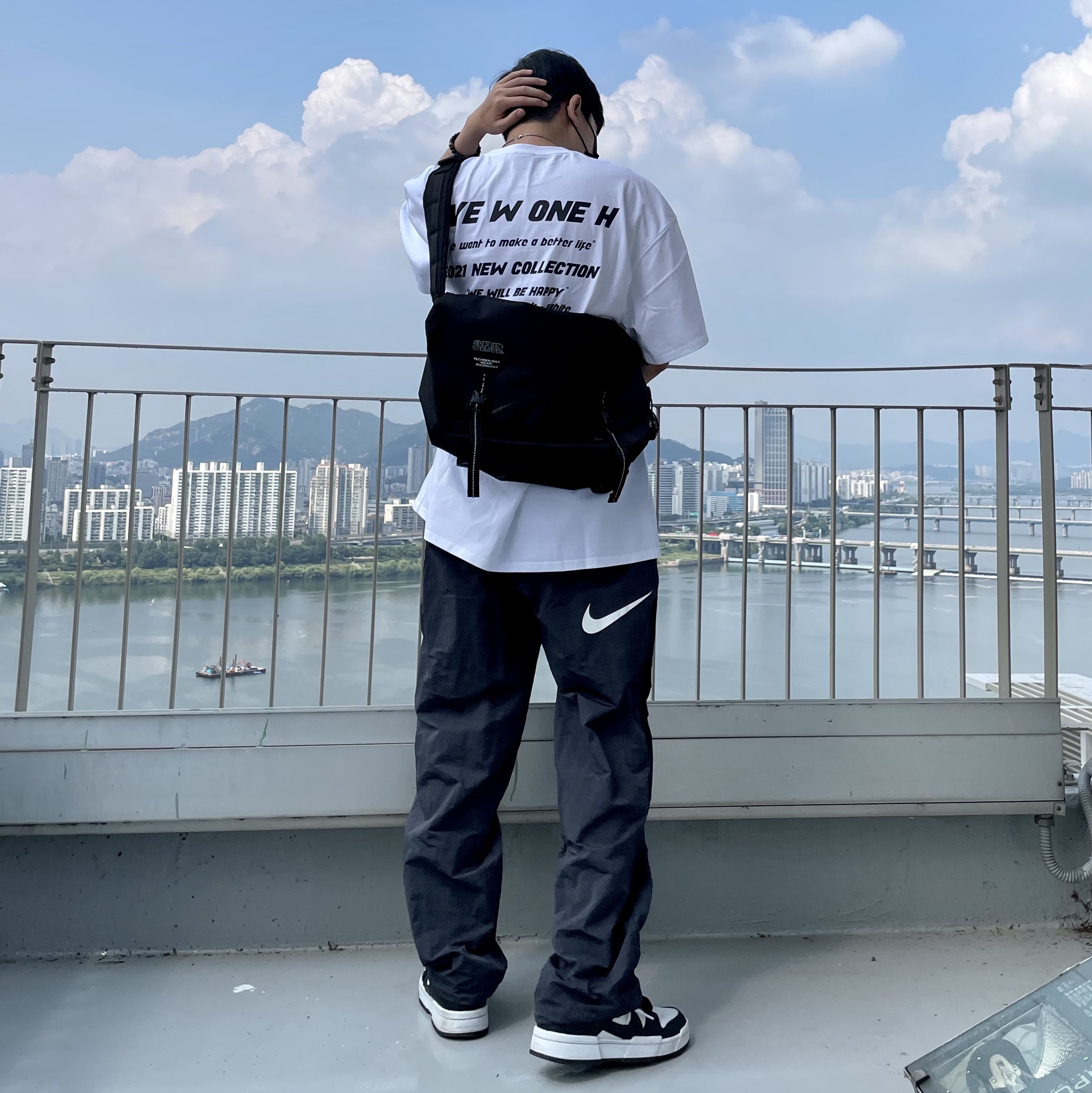 Nike x Stussy Beach Pants Off Noir, (W) Nike Dunk Low Disrupt Black White 착용 스타일 - 2
