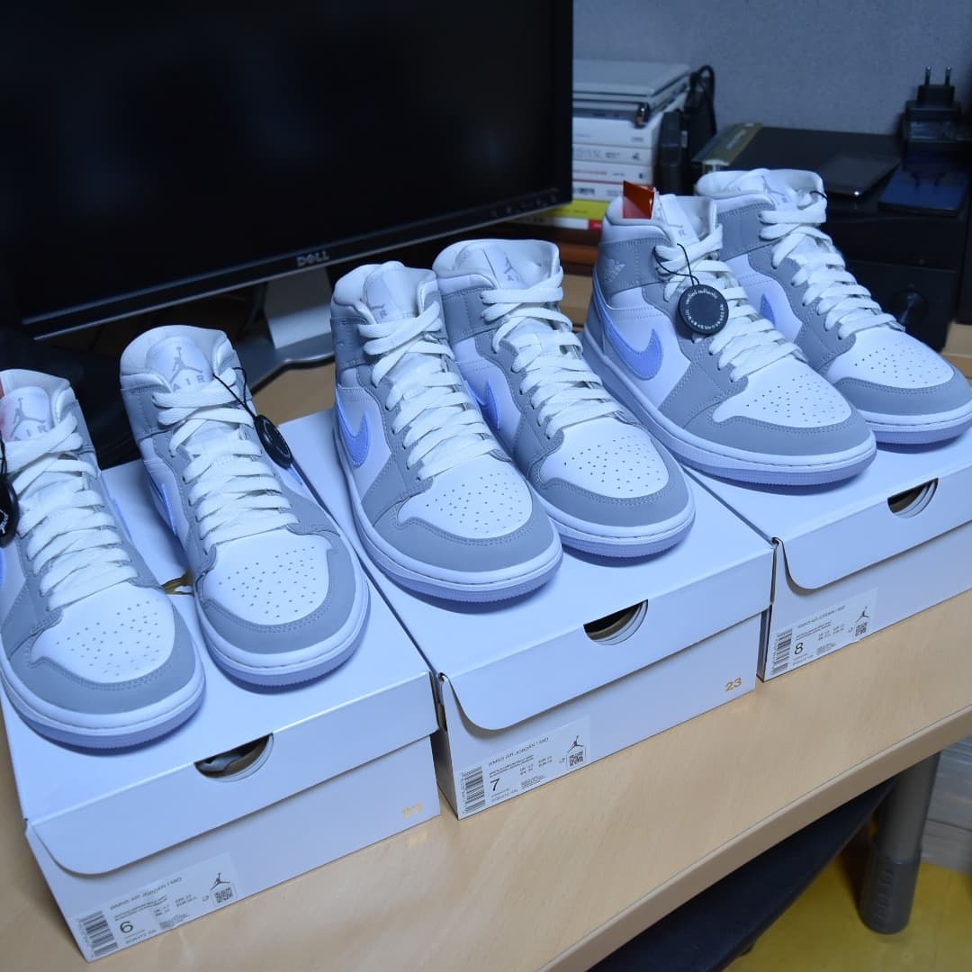 (W) Jordan 1 Mid Wolf Grey 착용 스타일 - 2