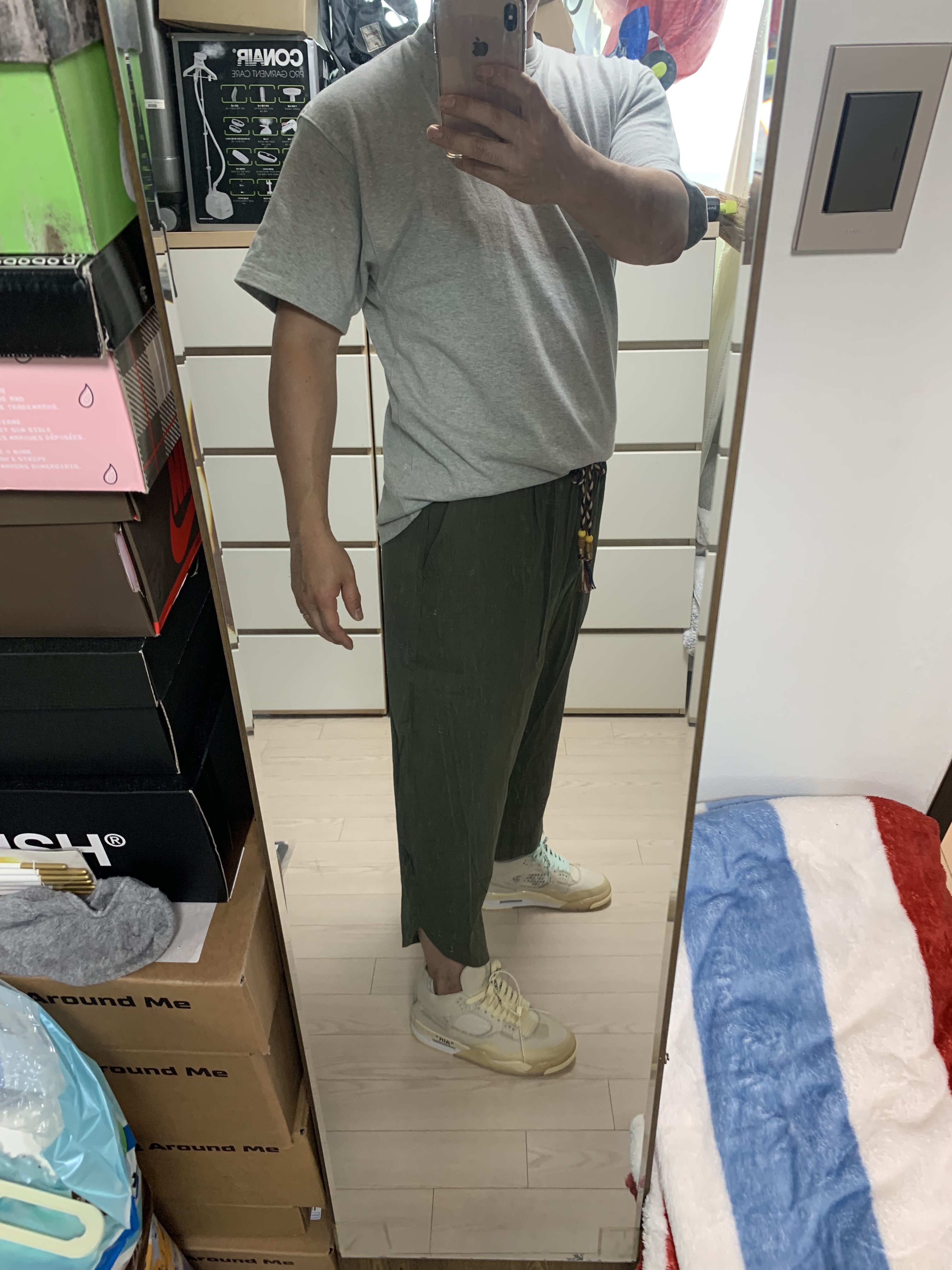 Nike x Kim Jones Oversized T-Shirt Grey Heather - Asia, (W) Jordan 4 x Off-White Retro SP Sail 착용 스타일 - 1