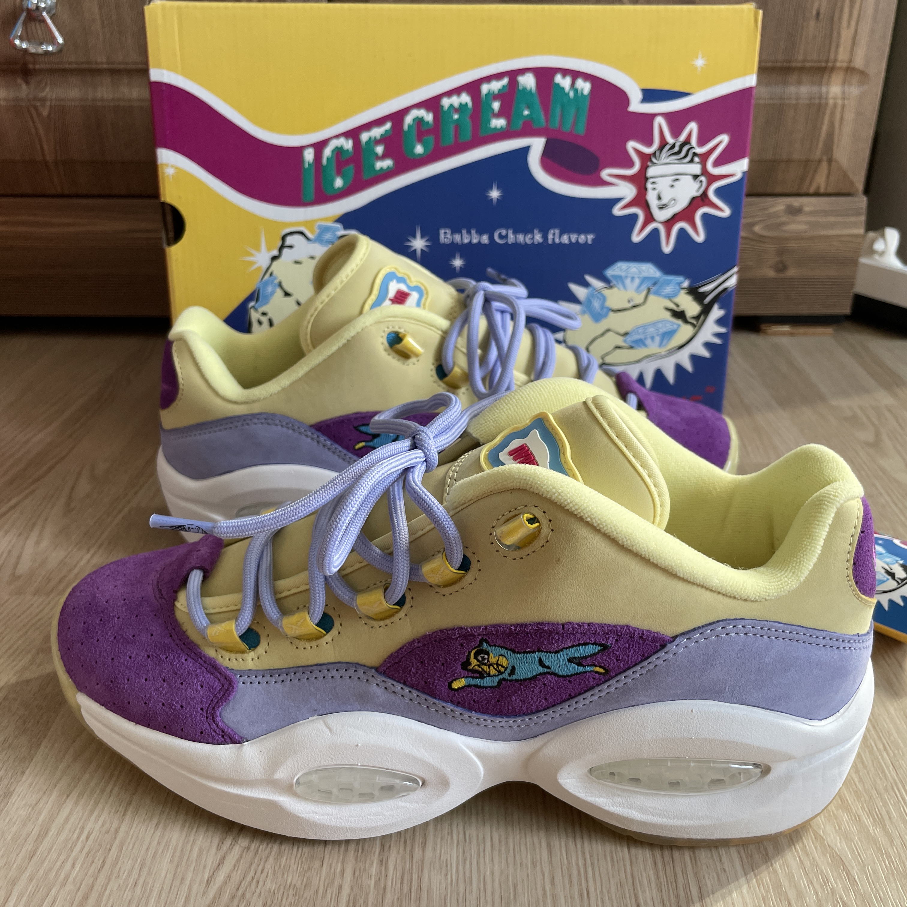 Reebok x Billionaire Boys Club x Icecream Question Low Yellow Lilac Glow 착용 스타일 - 1