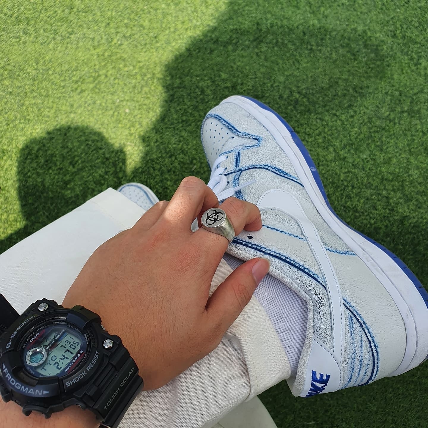 Nike SB Dunk Low Premium White Game Royal 착용 스타일 - 1