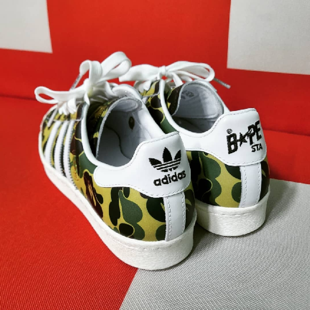 Adidas x BAPE Superstar 80s Green Camo 착용 스타일 - 5