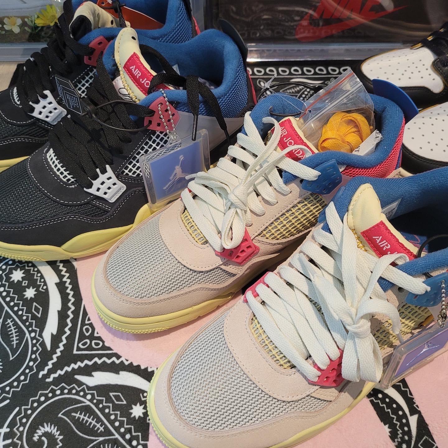 Jordan 4 x Union Retro Off Noir, Jordan 1 x Union Retro High Blue Toe 착용 스타일 - 2