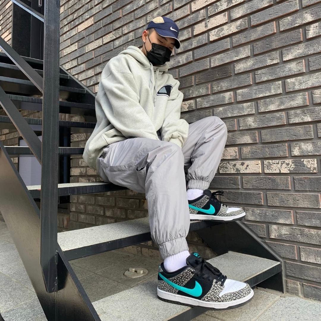 Nike x Cav Empt Tailwind Running Cap Navy, Nike SB Dunk Low Pro Clear Jade 착용 스타일