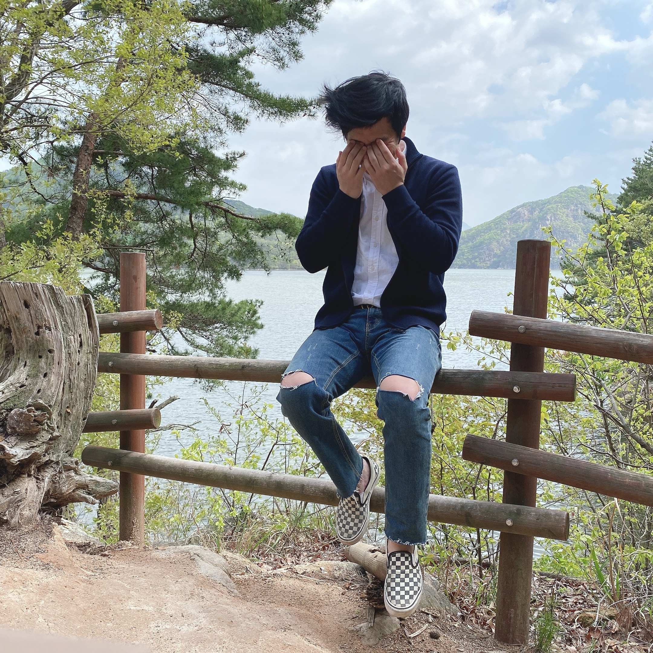 Vans Checkerboard Comfycush One Marshmallow 착용 스타일