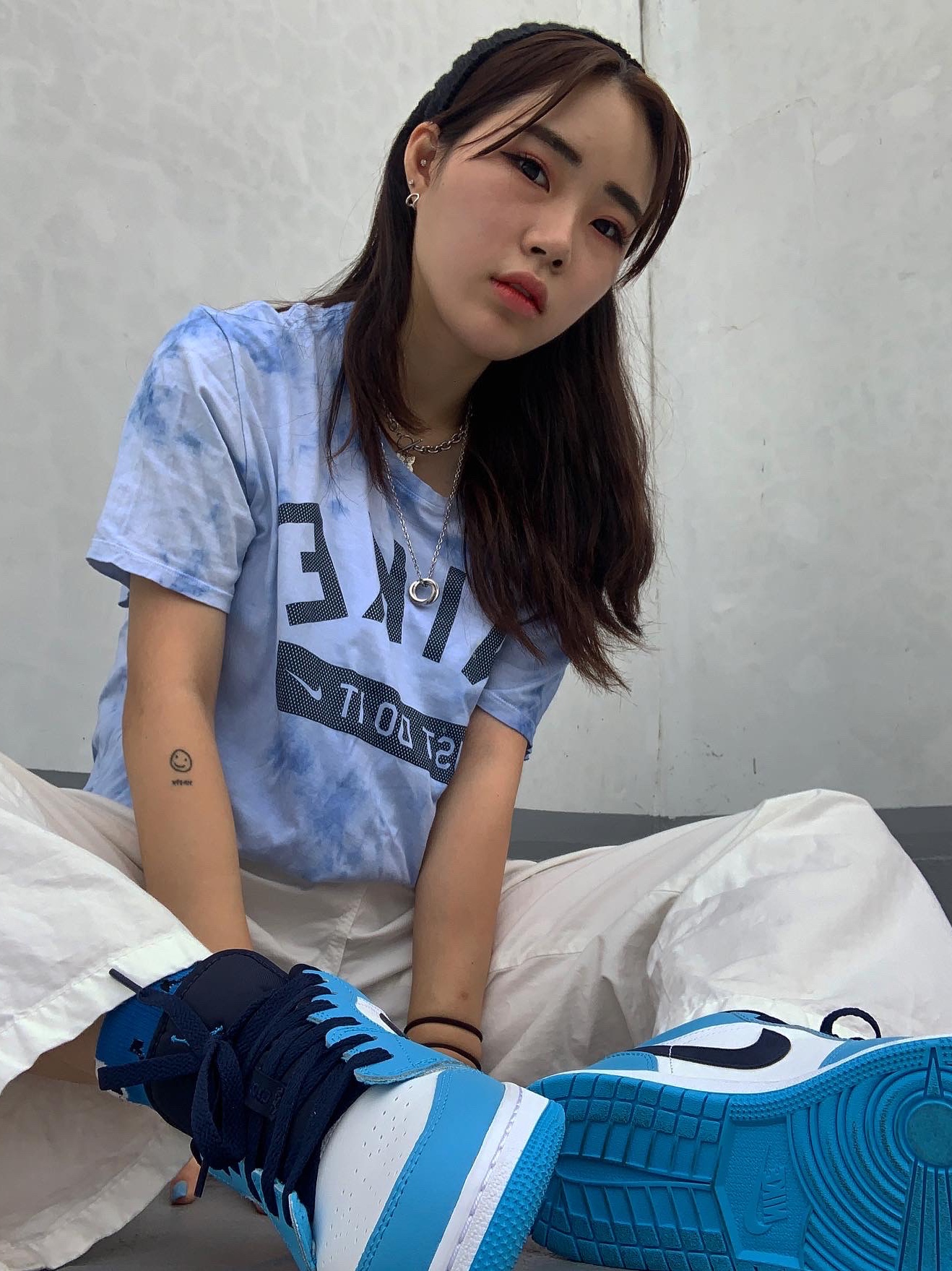 Jordan 1 Low Dark Powder Blue 착용 스타일