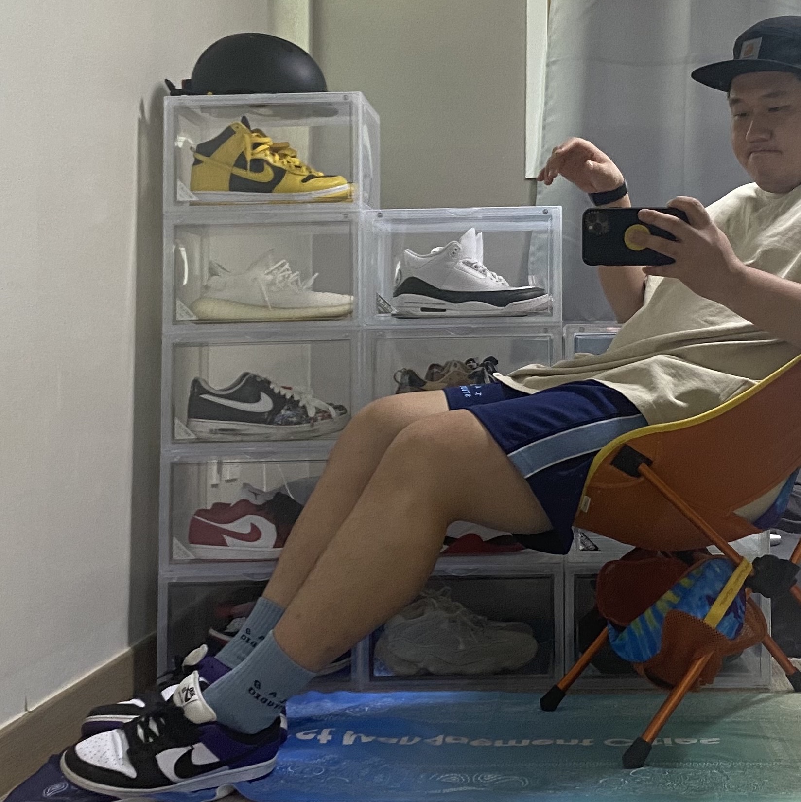 Nike SB Dunk Low Pro Court Purple, IAB Studio Track Shorts Navy - 21SS 착용 스타일
