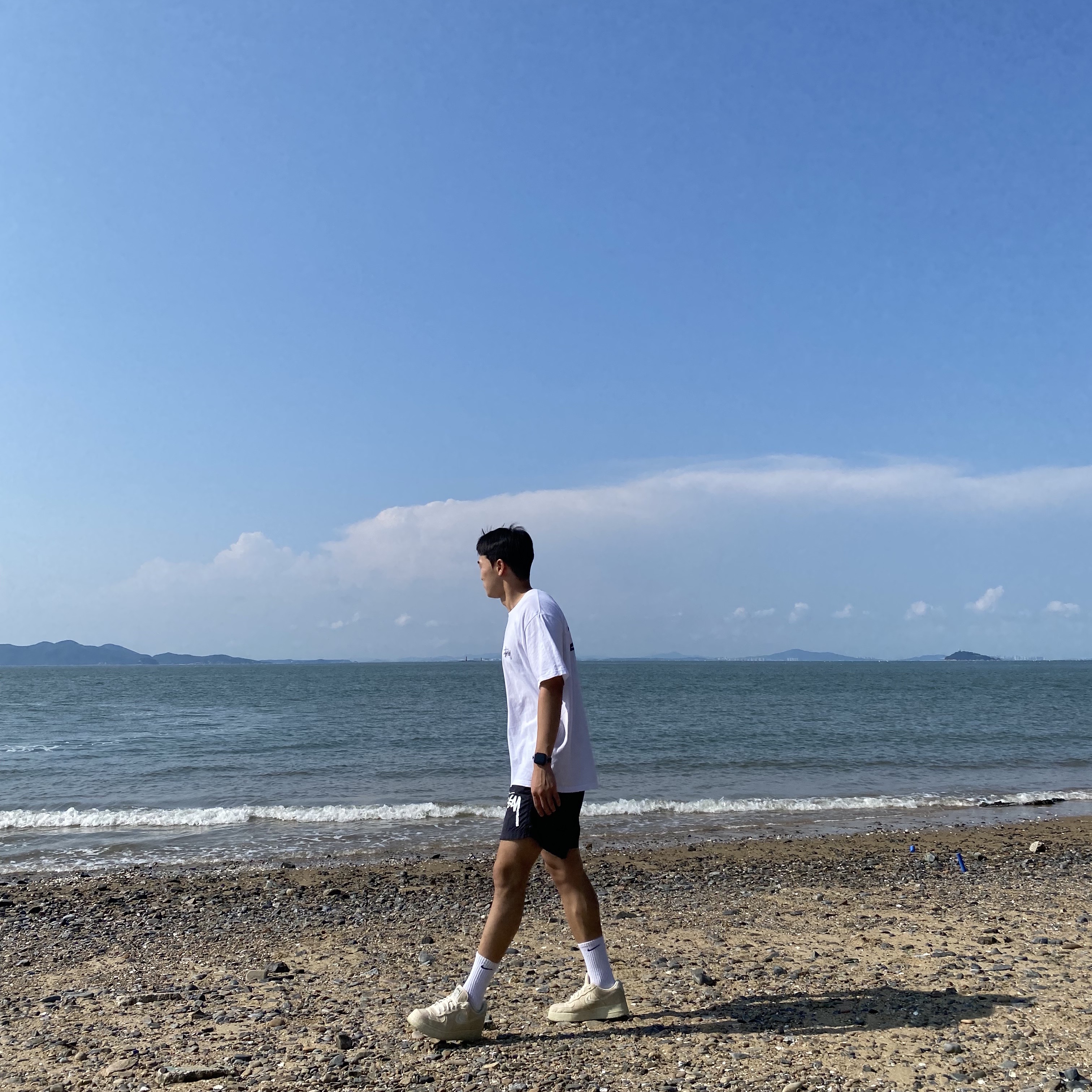 Nike x Stussy Water Shorts Off Noir, Nike x Stussy Air Force 1 Low Fossil 착용 스타일