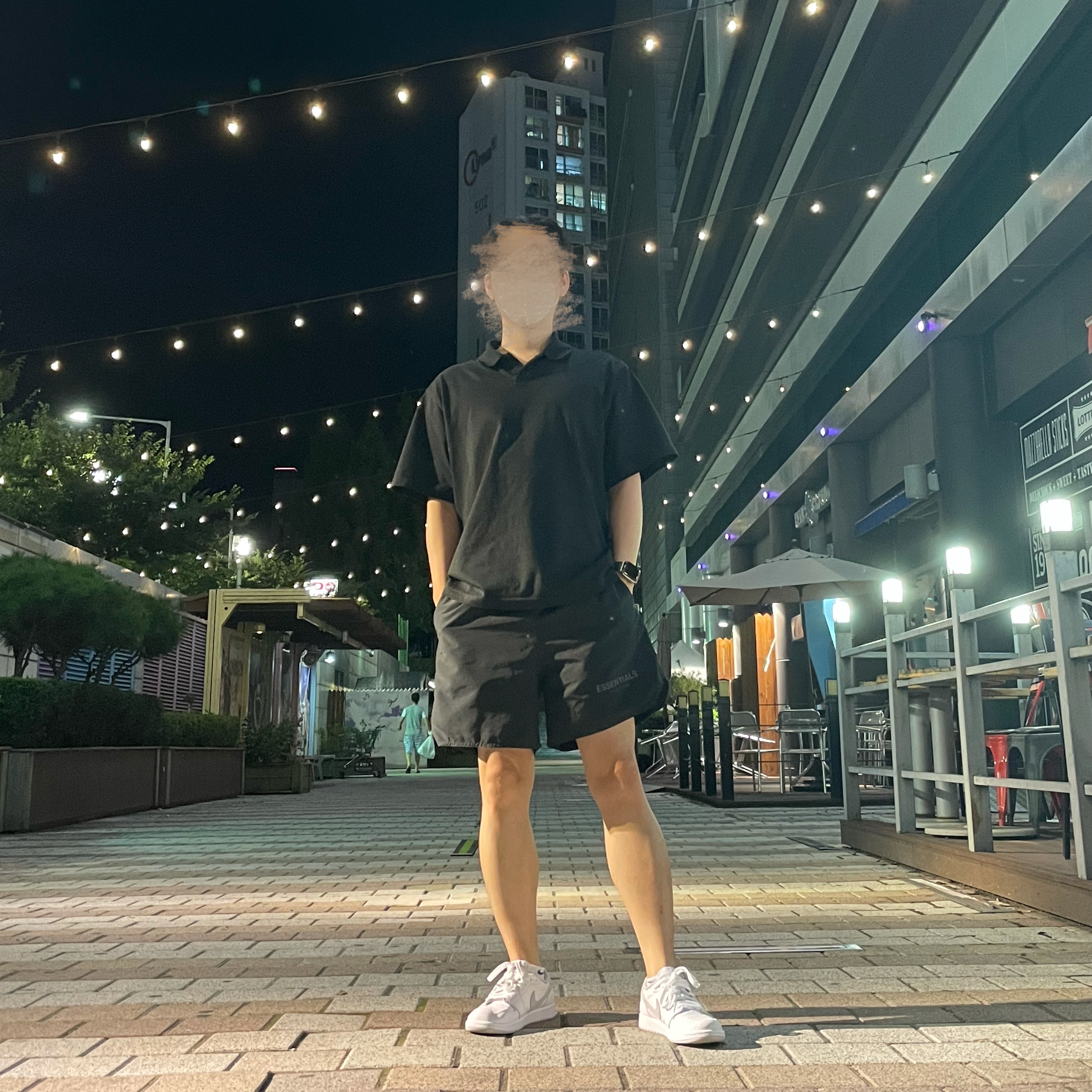 Essentials Sweatshorts Black - 21SS, Essentials Short Sleeve Polo Black - 21SS 착용 스타일