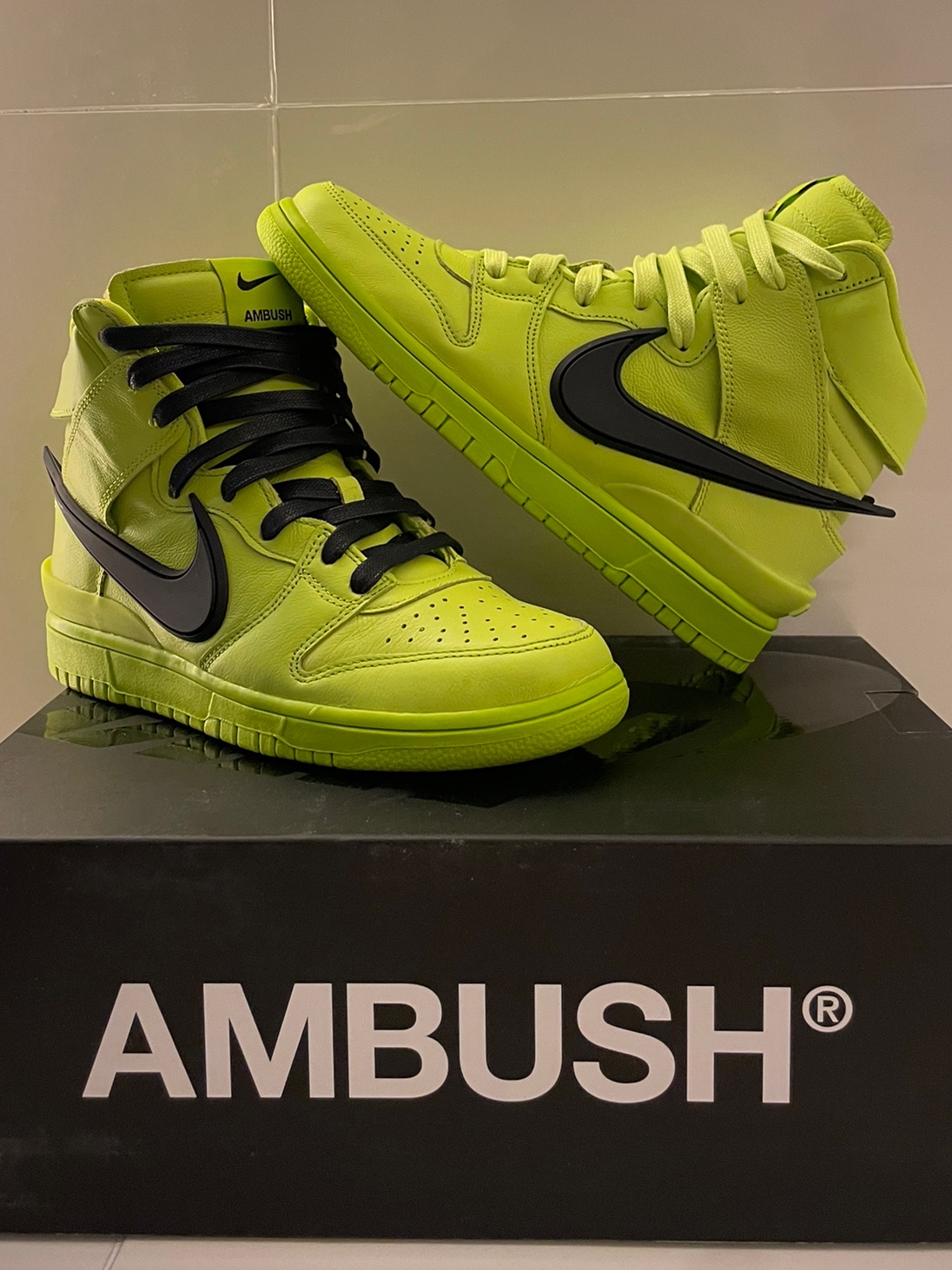 Nike x Ambush Dunk High Flash Lime, Nike x Ambush Dunk High Black 착용 스타일 - 4