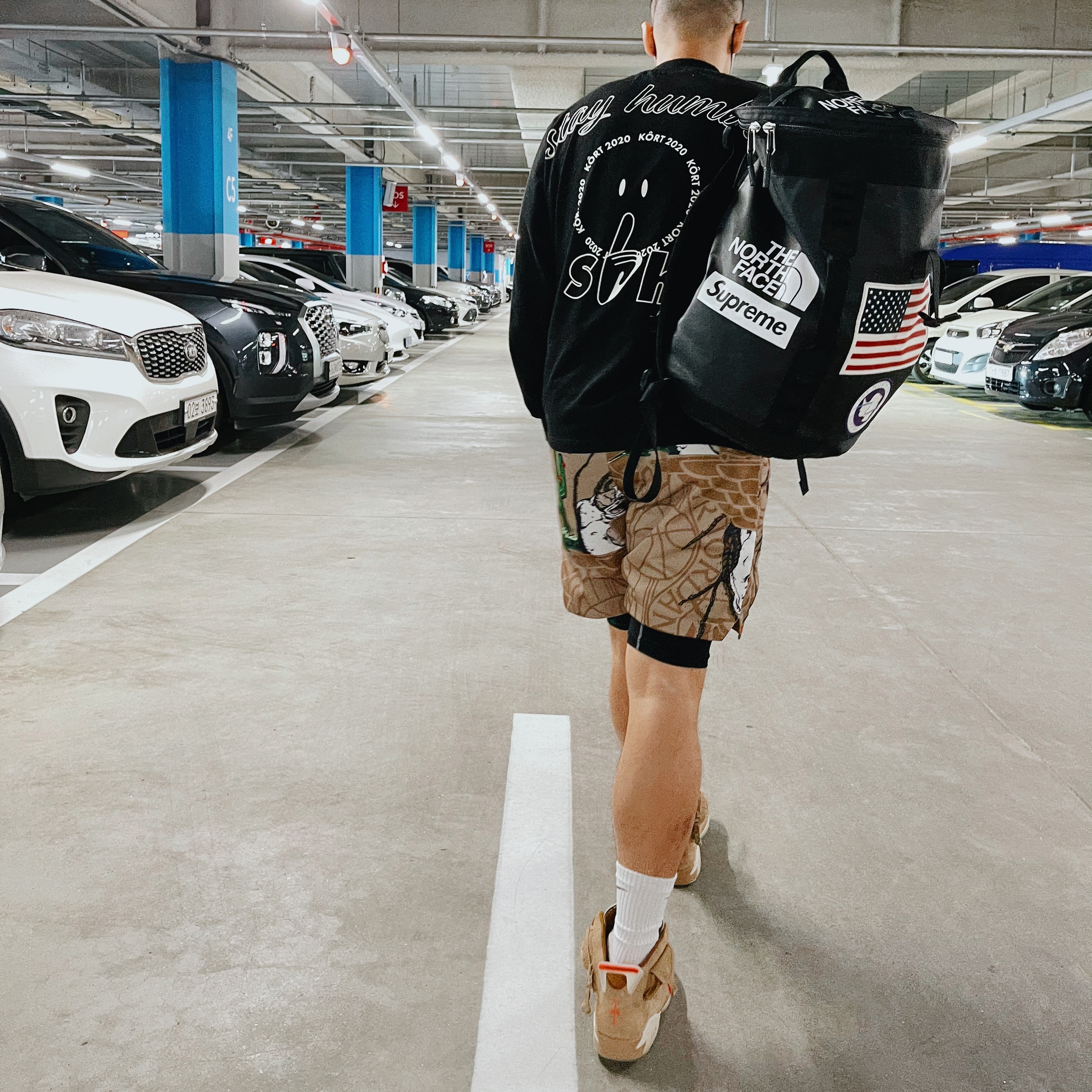 Jordan 6 x Travis Scott Retro SP British Khaki, Jordan x Travis Scott Pool Shorts - Asia 착용 스타일 - 2