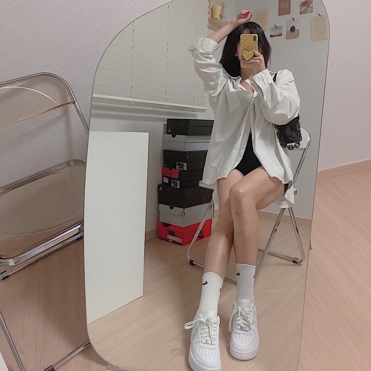 (W) Nike Air Force 1 '07 Low White 착용 스타일