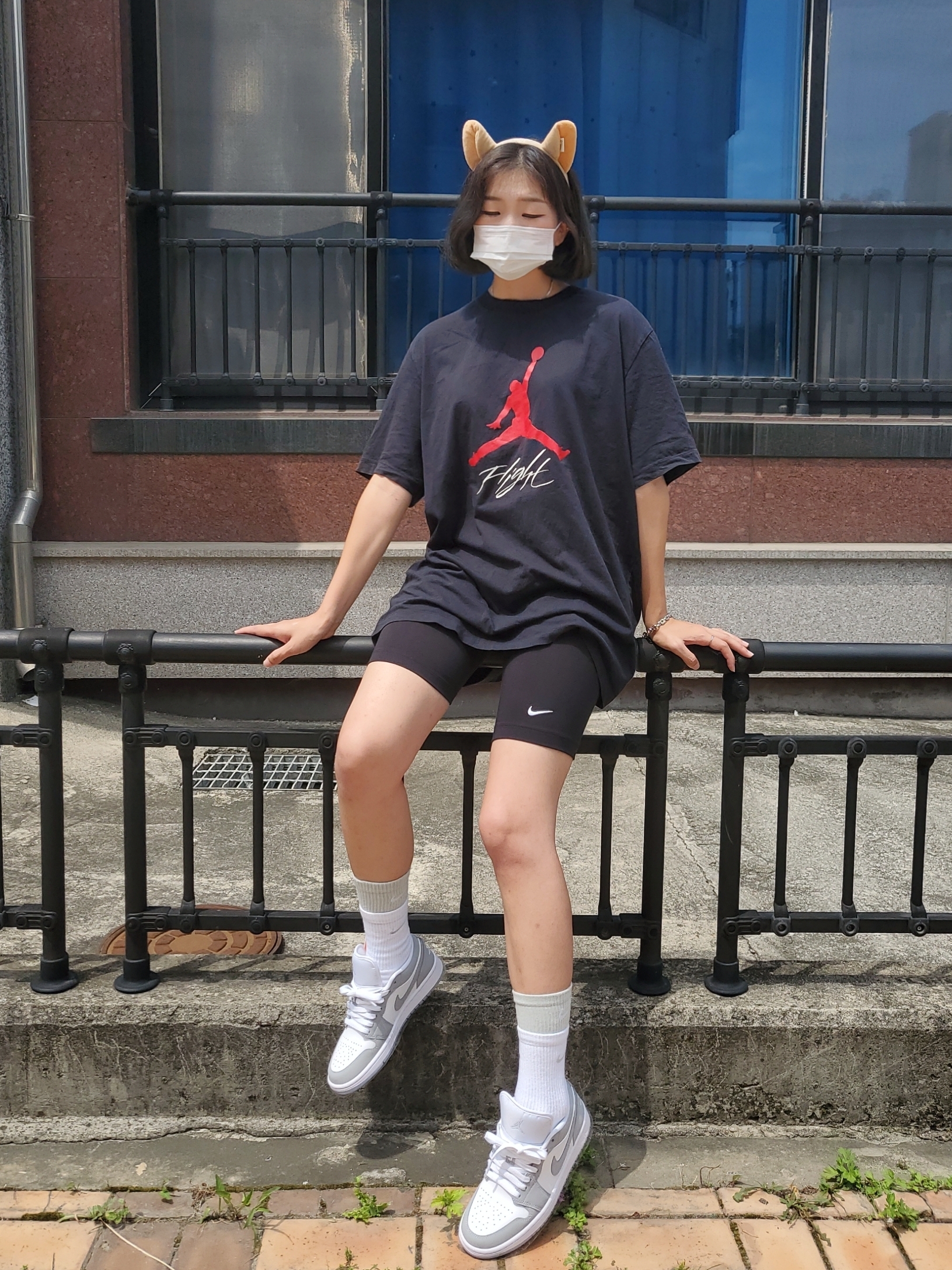 (W) Jordan 1 Low White Wolf Grey 착용 스타일