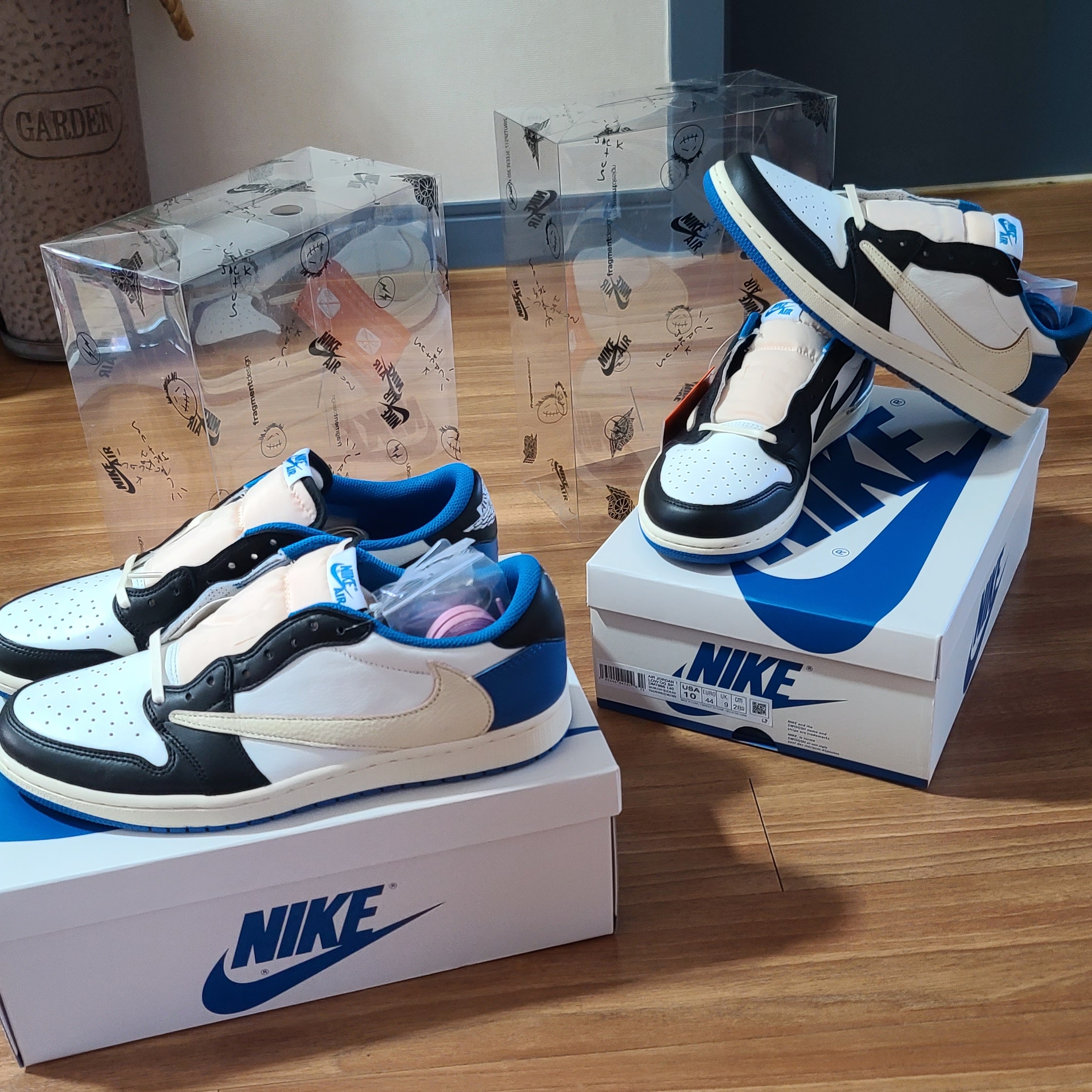 Jordan 1 x Travis Scott x Fragment Retro Low OG SP Military Blue 착용 스타일