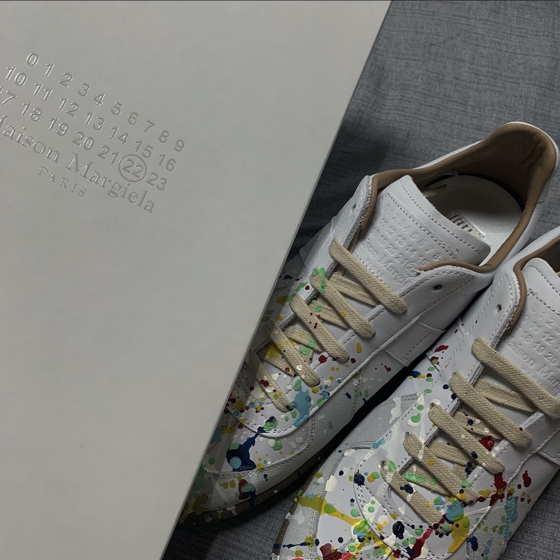 Maison Margiela Replica Paint Drop Sneakers 착용 스타일