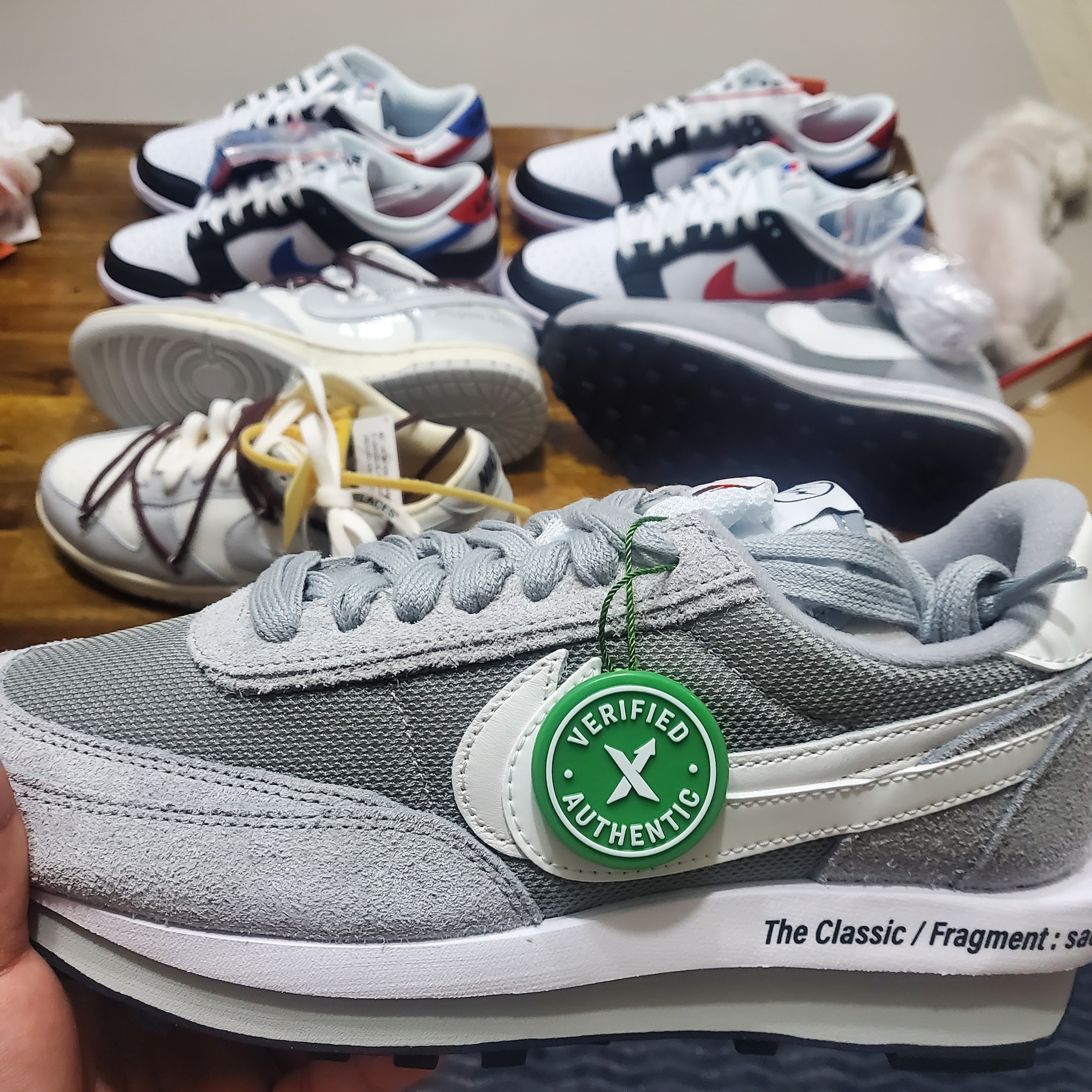 Nike x Sacai x Fragment LDWaffle Light Smoke Grey, Nike Dunk Low SE Seoul 착용 스타일 - 1