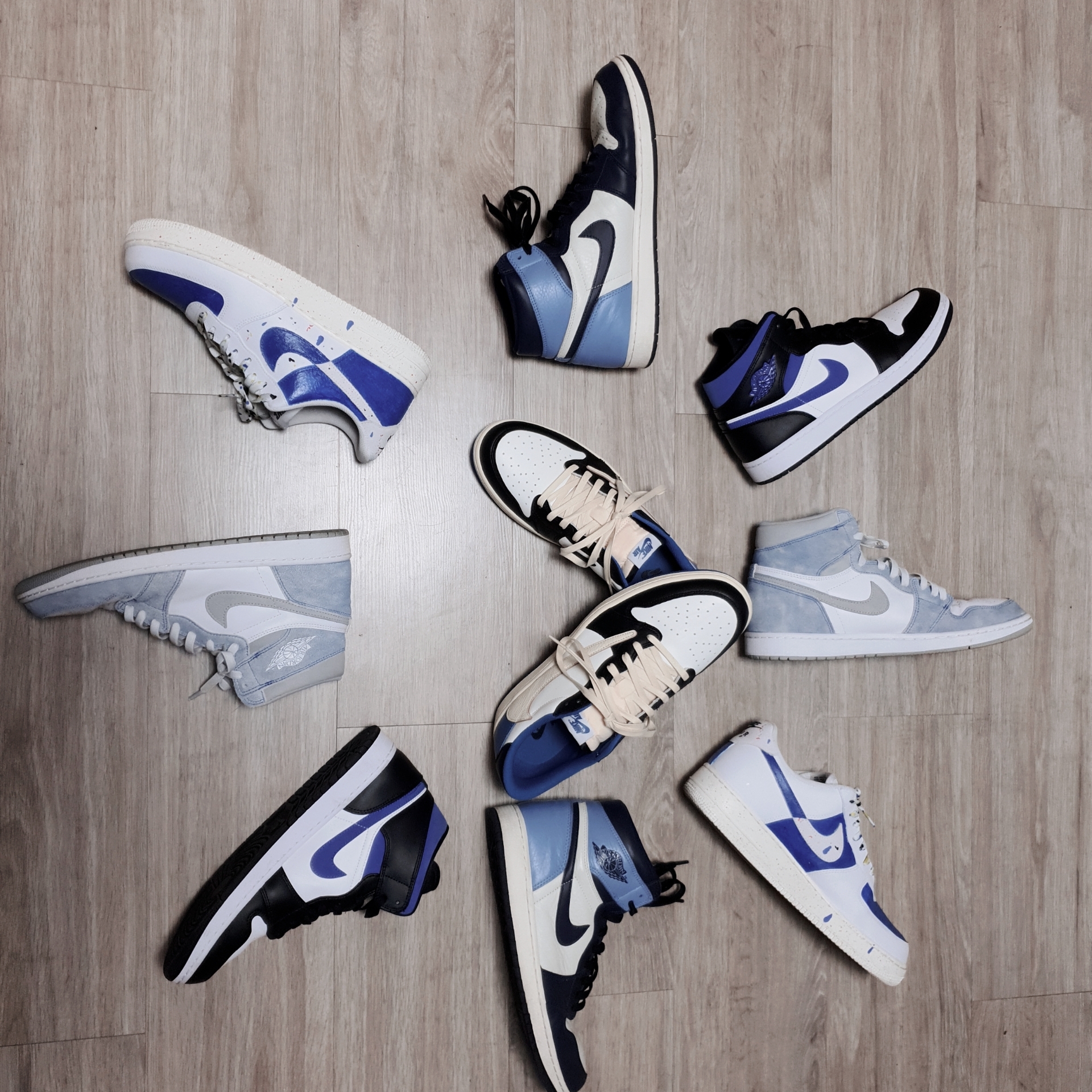 Jordan 1 Retro High Obsidian UNC, Jordan 1 Retro High OG Hyper Royal 착용 스타일