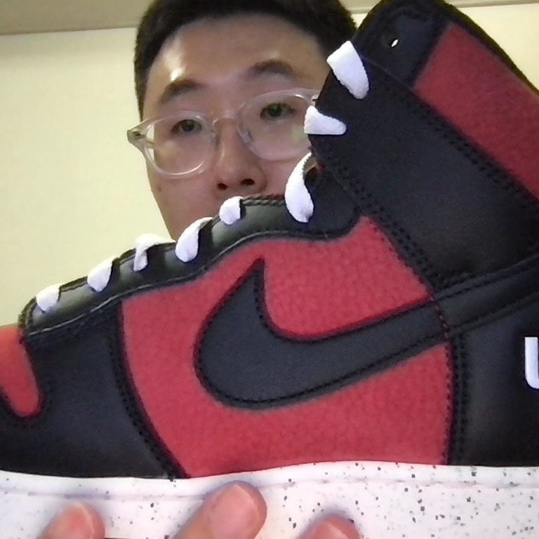 Nike x Undercover Dunk High 1985 Gym Red 착용 스타일