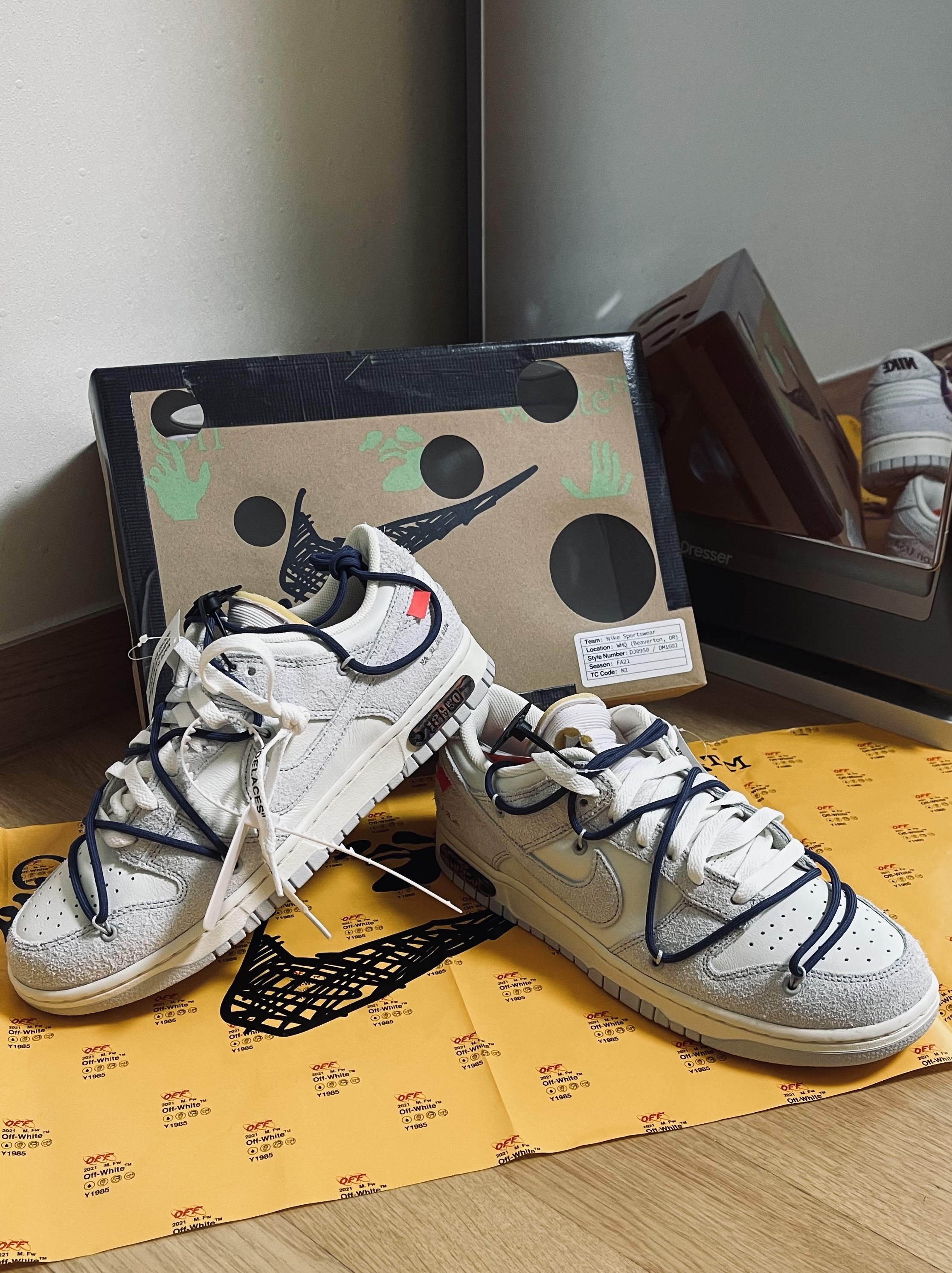Nike x Off-White Dunk Low The 50 - Lot 18 착용 스타일 - 1