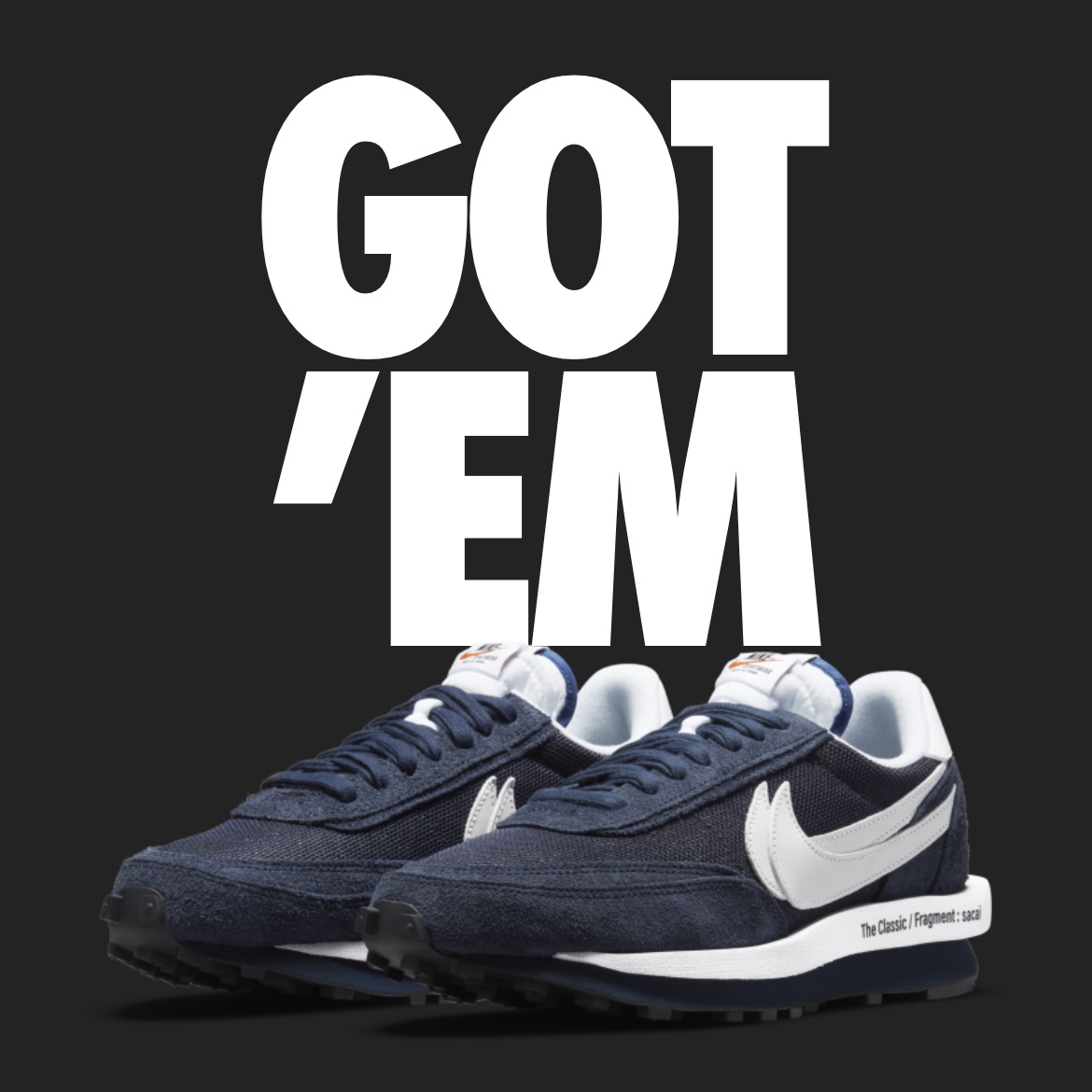 Nike x Sacai x Fragment LDWaffle Blackened Blue 착용 스타일