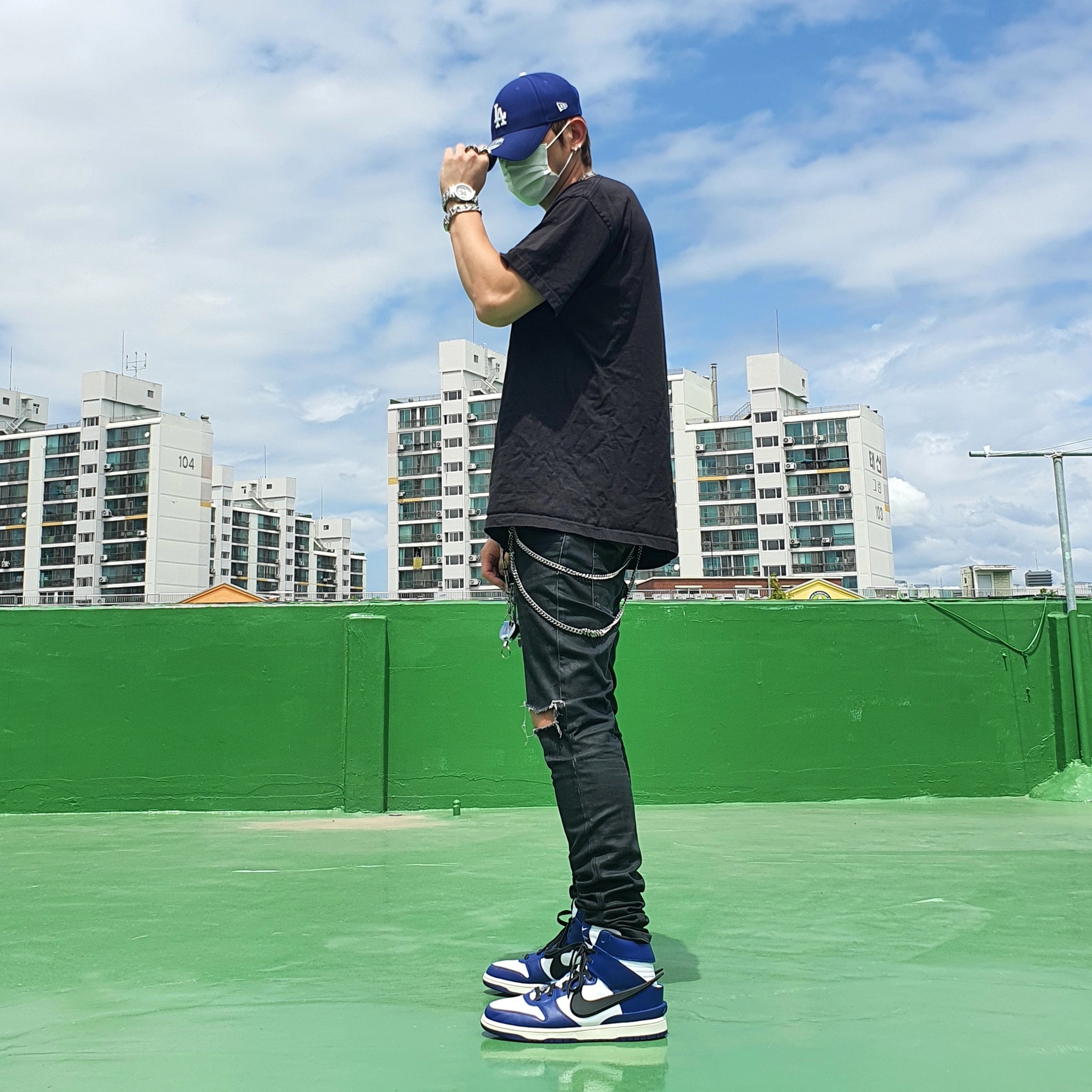 Nike x Ambush Dunk High Deep Royal Blue 착용 스타일