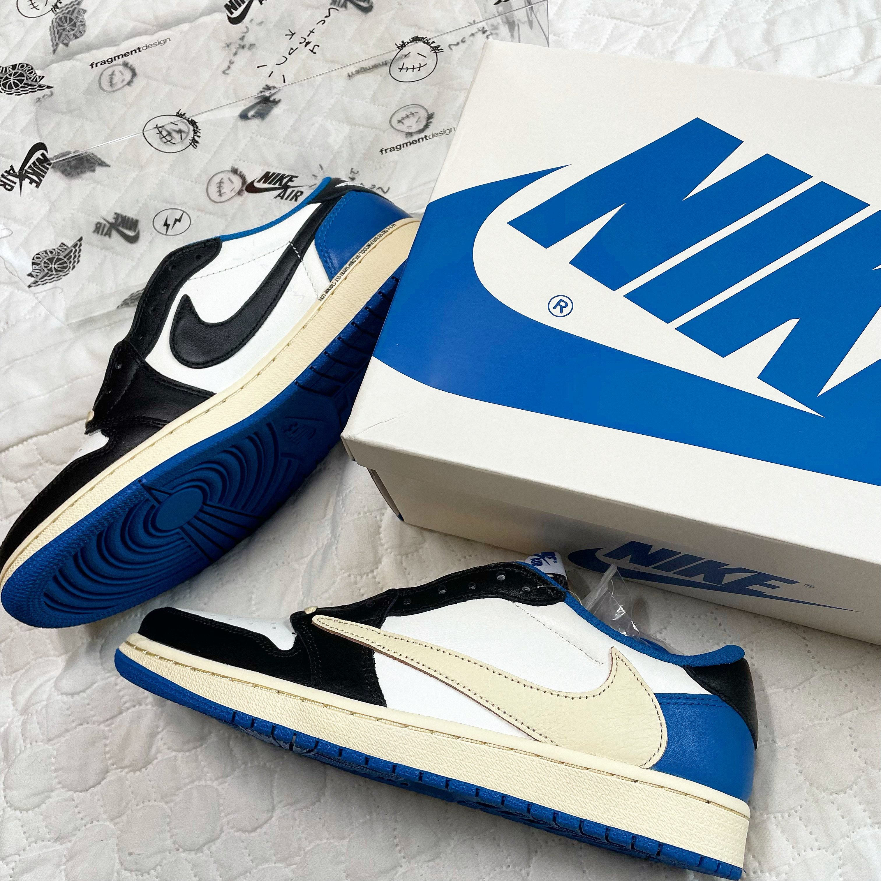 Jordan 1 x Travis Scott x Fragment Retro Low OG SP Military Blue 착용 스타일