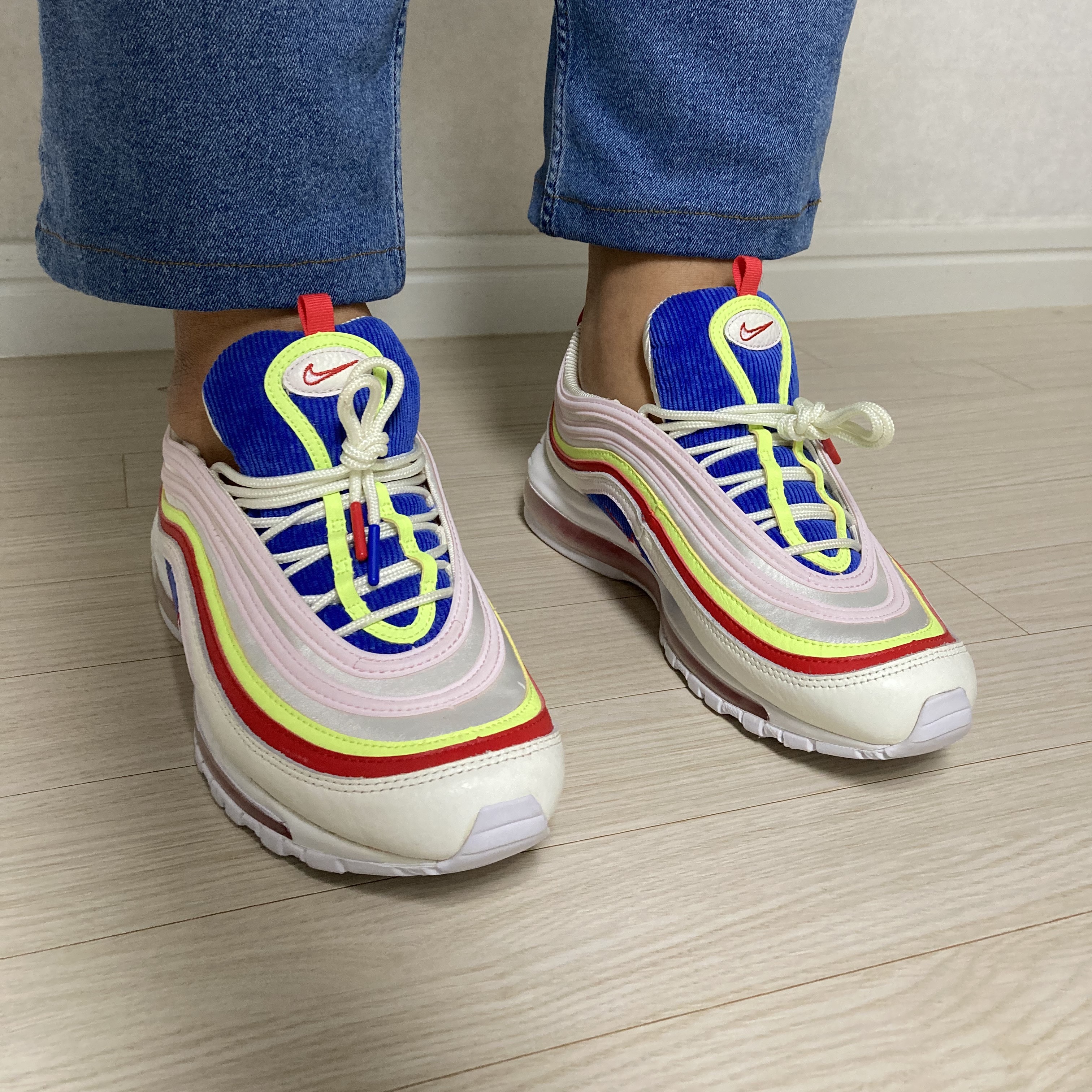 (W) Nike Air Max 97 Corduroy White 착용 스타일