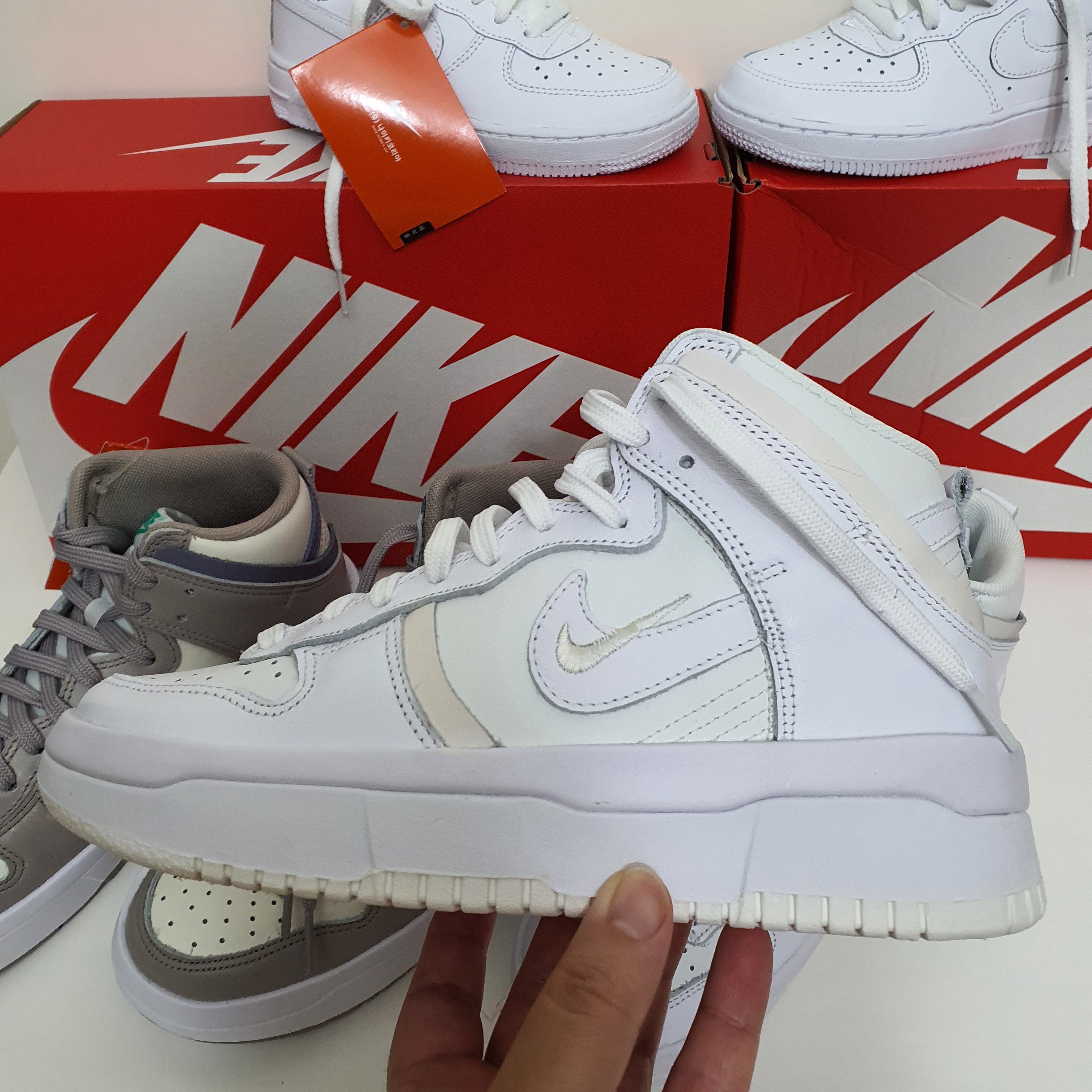 (W) Nike Dunk High Up Iron Purple, (W) Nike Dunk High Up Summit White 착용 스타일 - 3