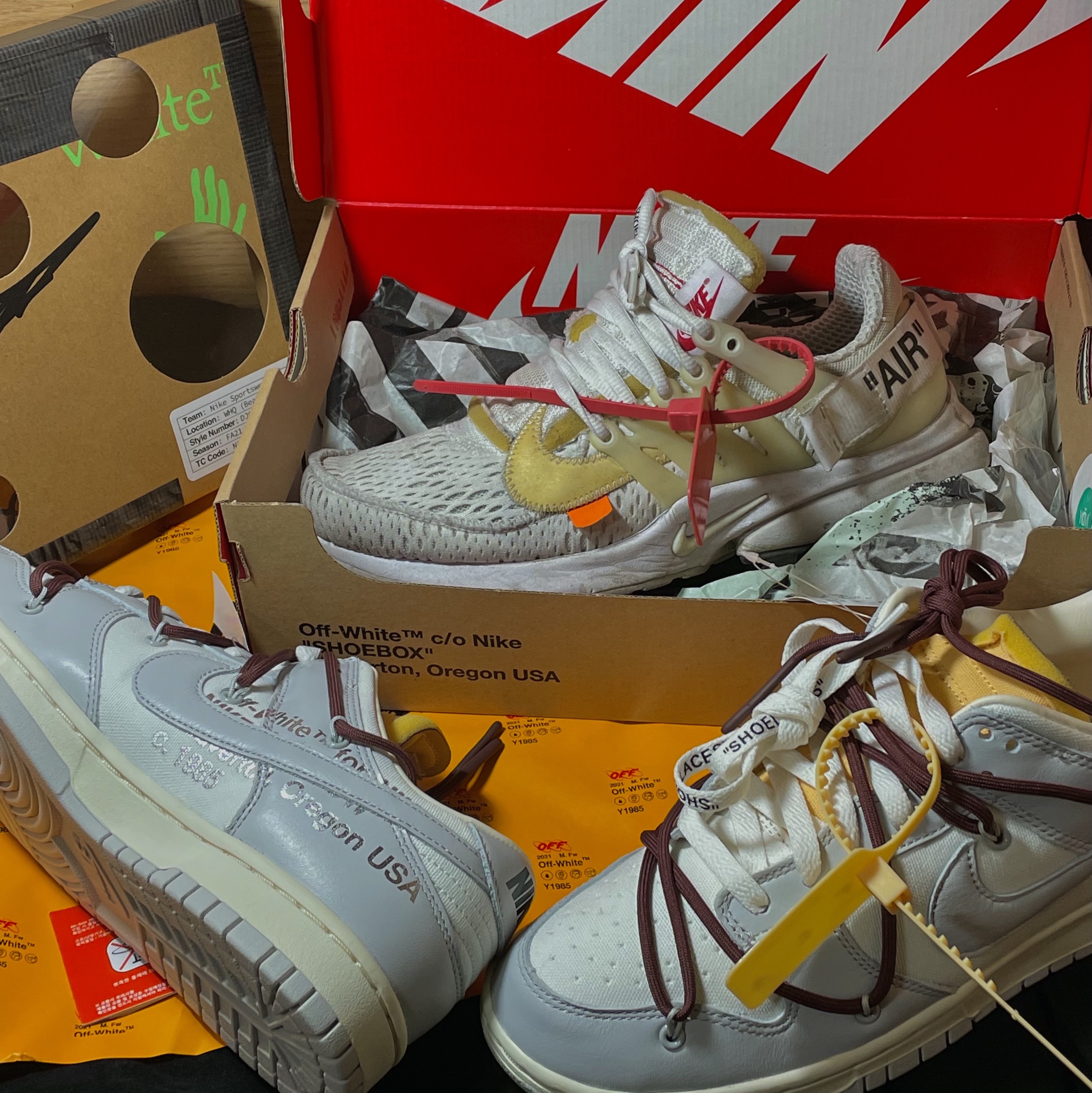 Nike x Off-White Dunk Low The 50 - Lot 46, Nike x Off-White Air Presto White 착용 스타일
