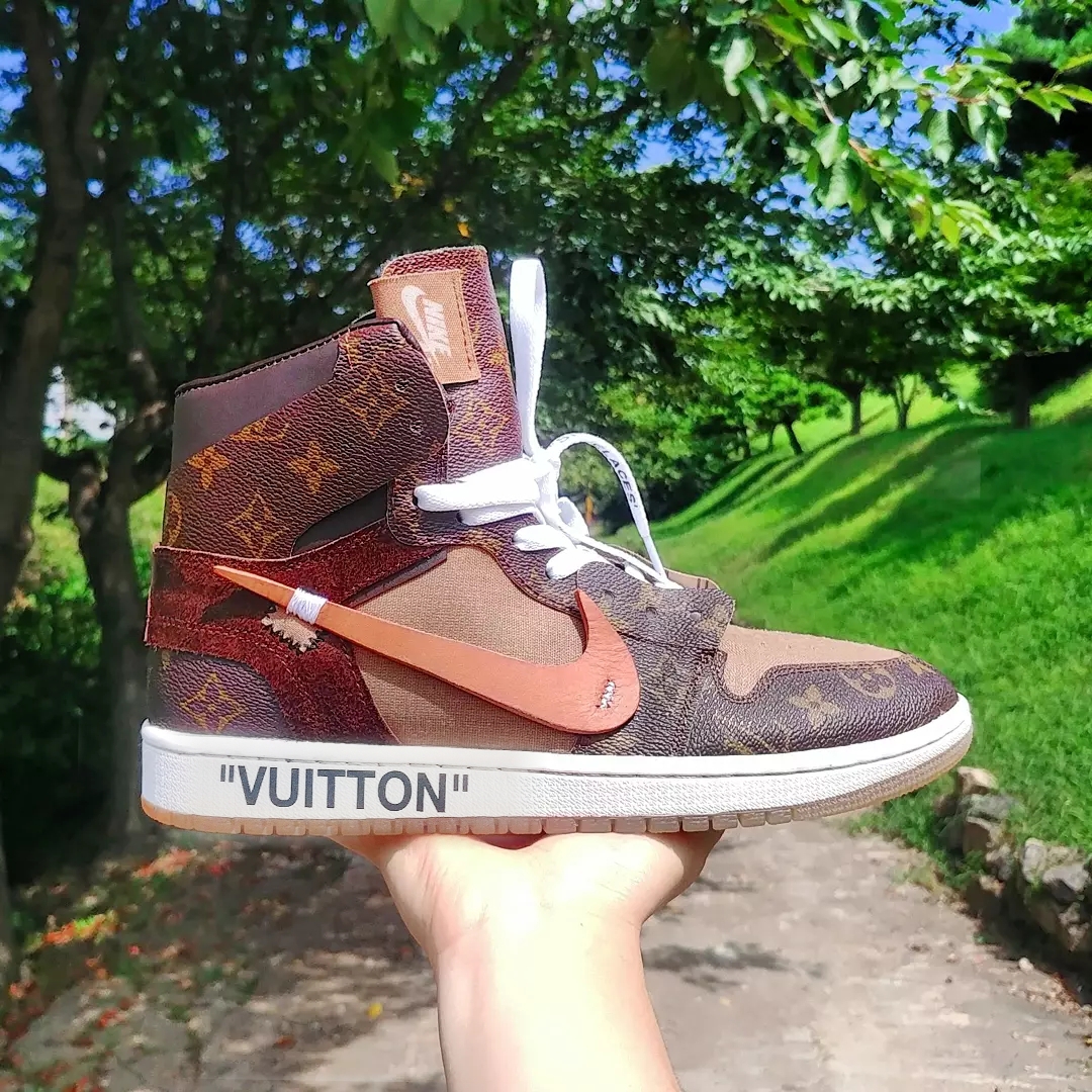 Jordan 1 x Off-White Retro High Chicago The Ten, Jordan 1 x Off-White Retro High University Blue 착용 스타일 - 1