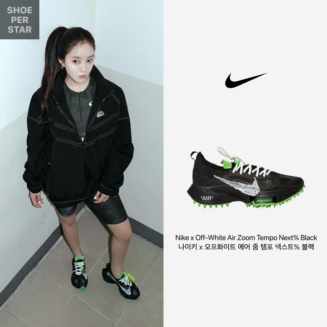 Nike x Off-White Air Zoom Tempo Next% Black, (W) Nike x Off-White NRG Top Black 착용 스타일 - 1