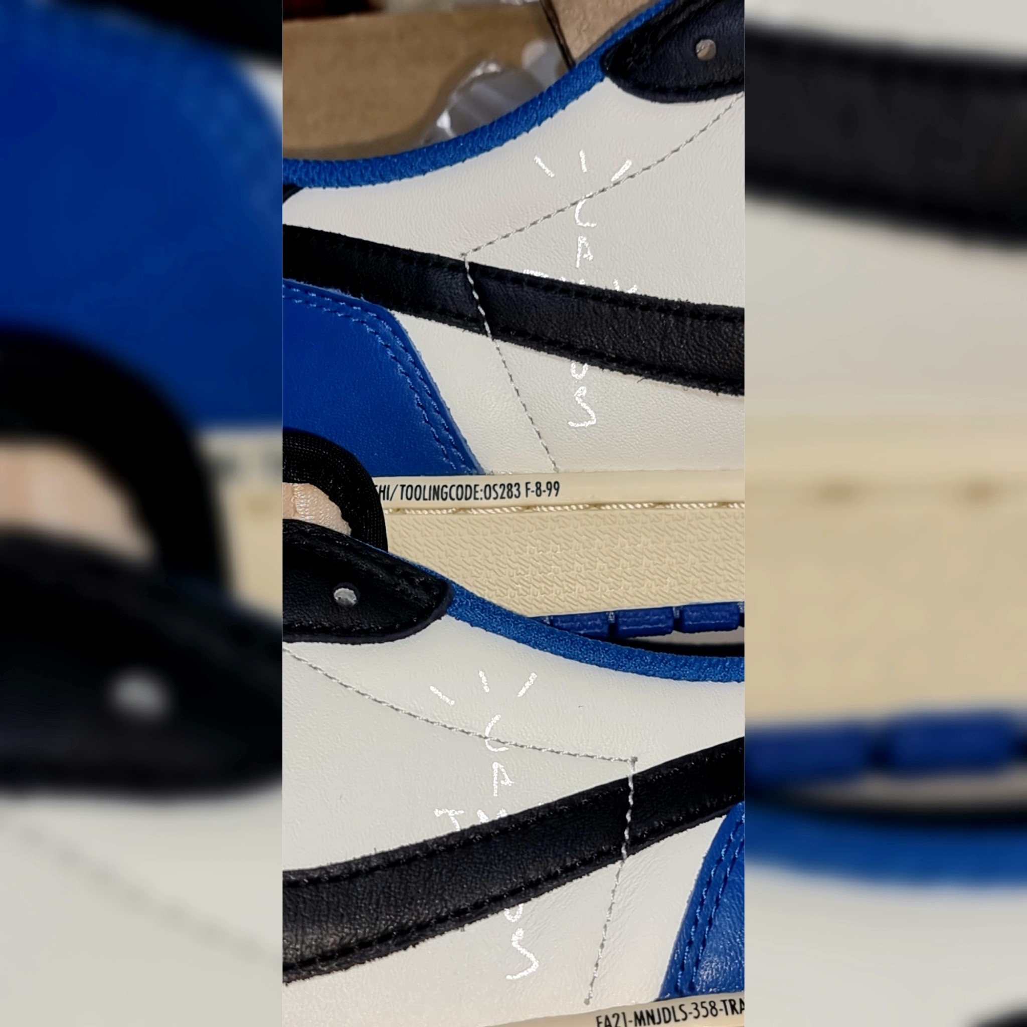 Jordan 1 x Travis Scott x Fragment Retro Low OG SP Military Blue, (W) Dior 30 Montaigne 35mm Belt Black Smooth Calfskin 착용 스타일 - 4