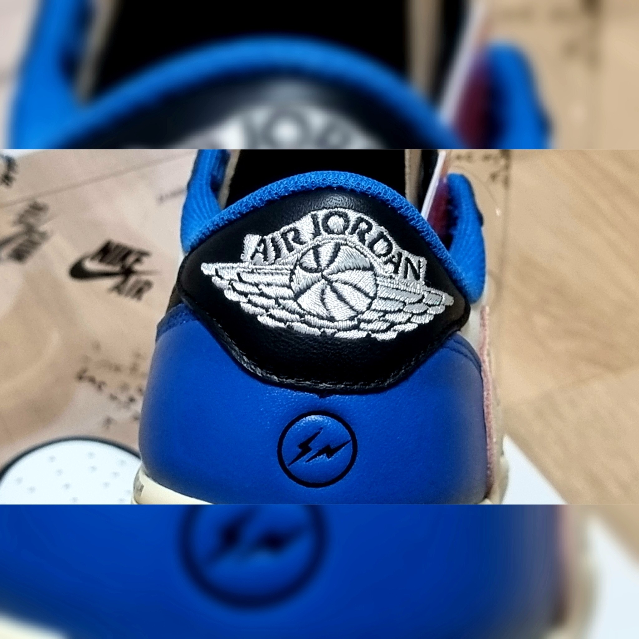 Jordan 1 x Travis Scott x Fragment Retro Low OG SP Military Blue, (W) Dior 30 Montaigne 35mm Belt Black Smooth Calfskin 착용 스타일 - 5