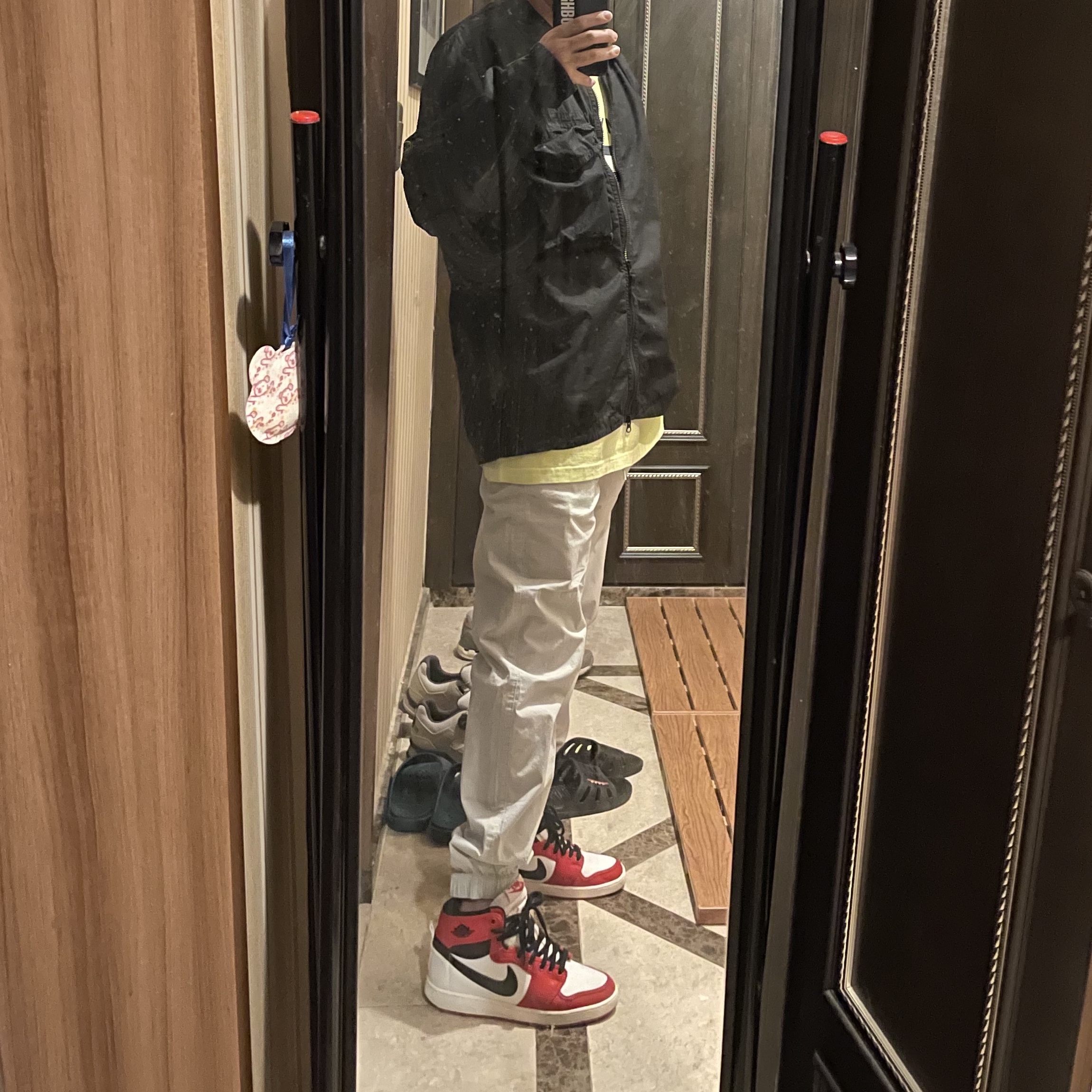Jordan 1 KO Chicago 2021, Stone Island 117WN T.CO+OLD Overshirt Black - 21SS 착용 스타일
