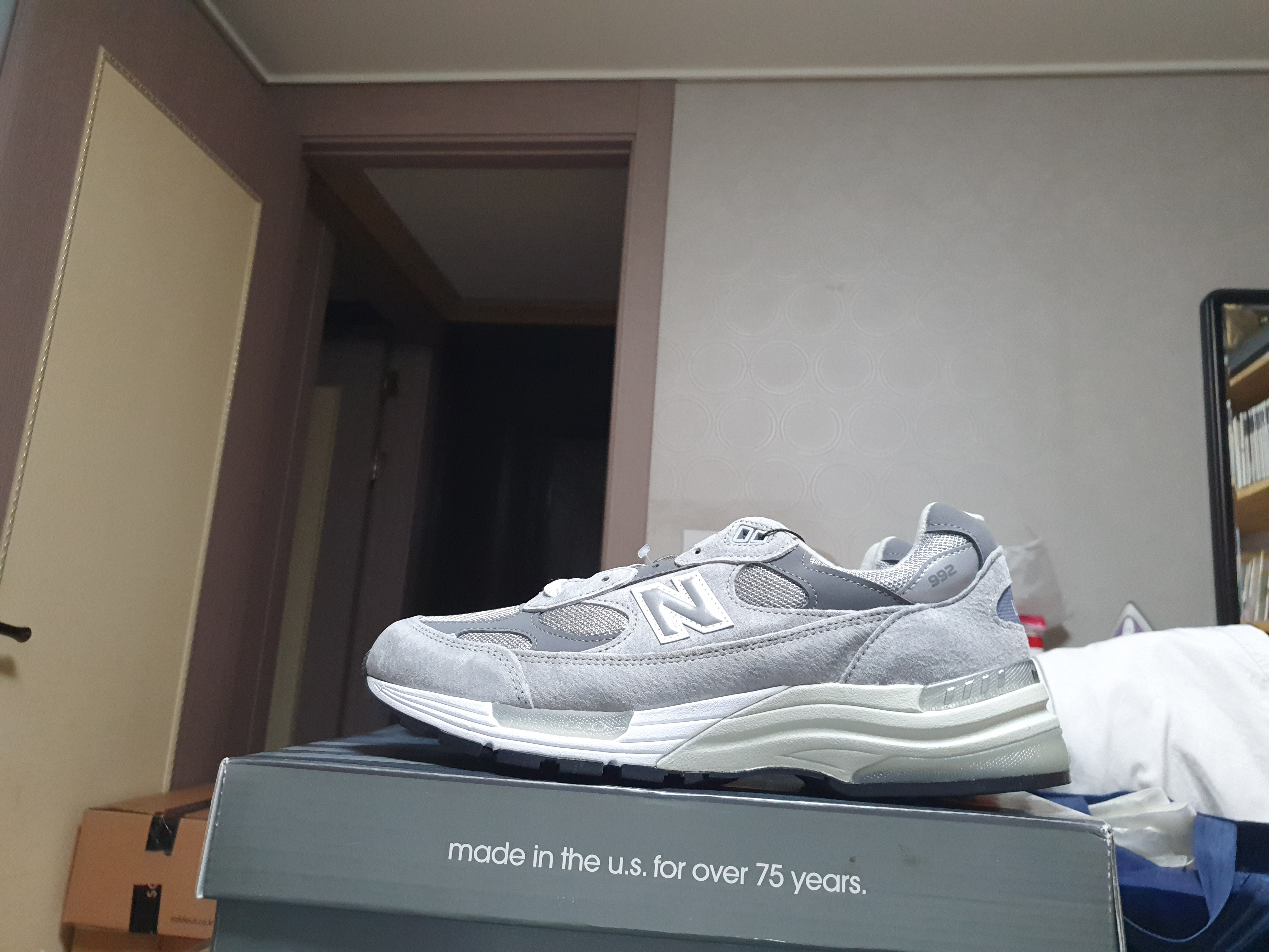 New Balance 992 Made in USA Grey - D Standard 착용 스타일 - 2