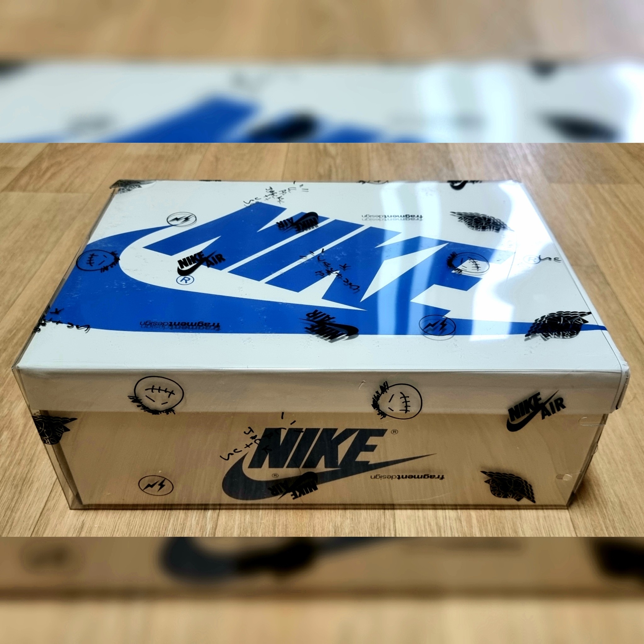 Jordan 1 x Travis Scott x Fragment Retro Low OG SP Military Blue, (W) Dior 30 Montaigne 35mm Belt Black Smooth Calfskin 착용 스타일 - 2