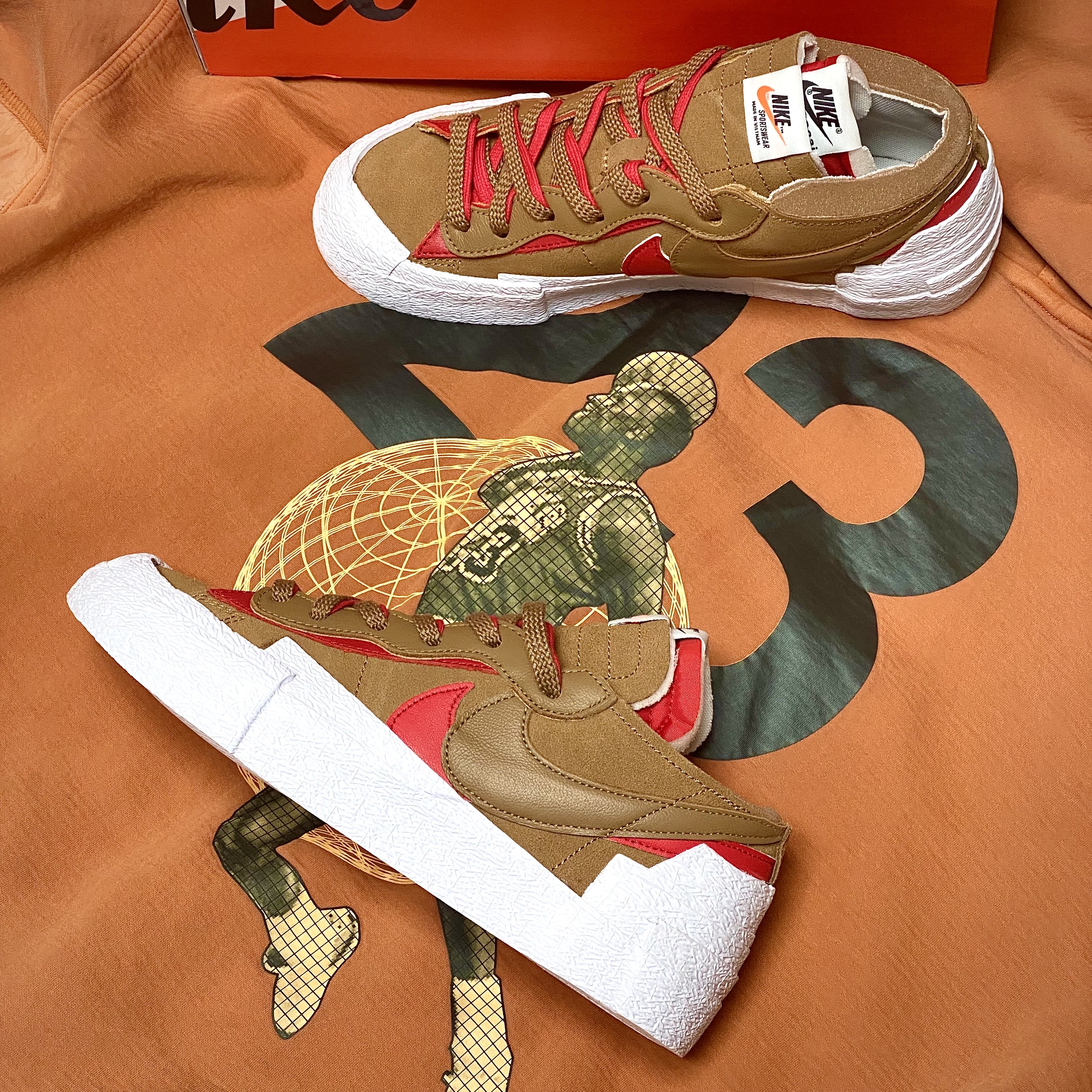 Nike x Sacai Blazer Low British Tan 착용 스타일