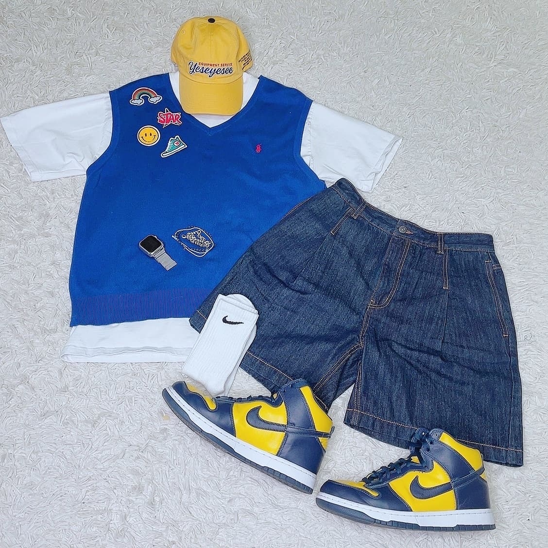 Nike Dunk High SP Maize & Blue 착용 스타일 - 2