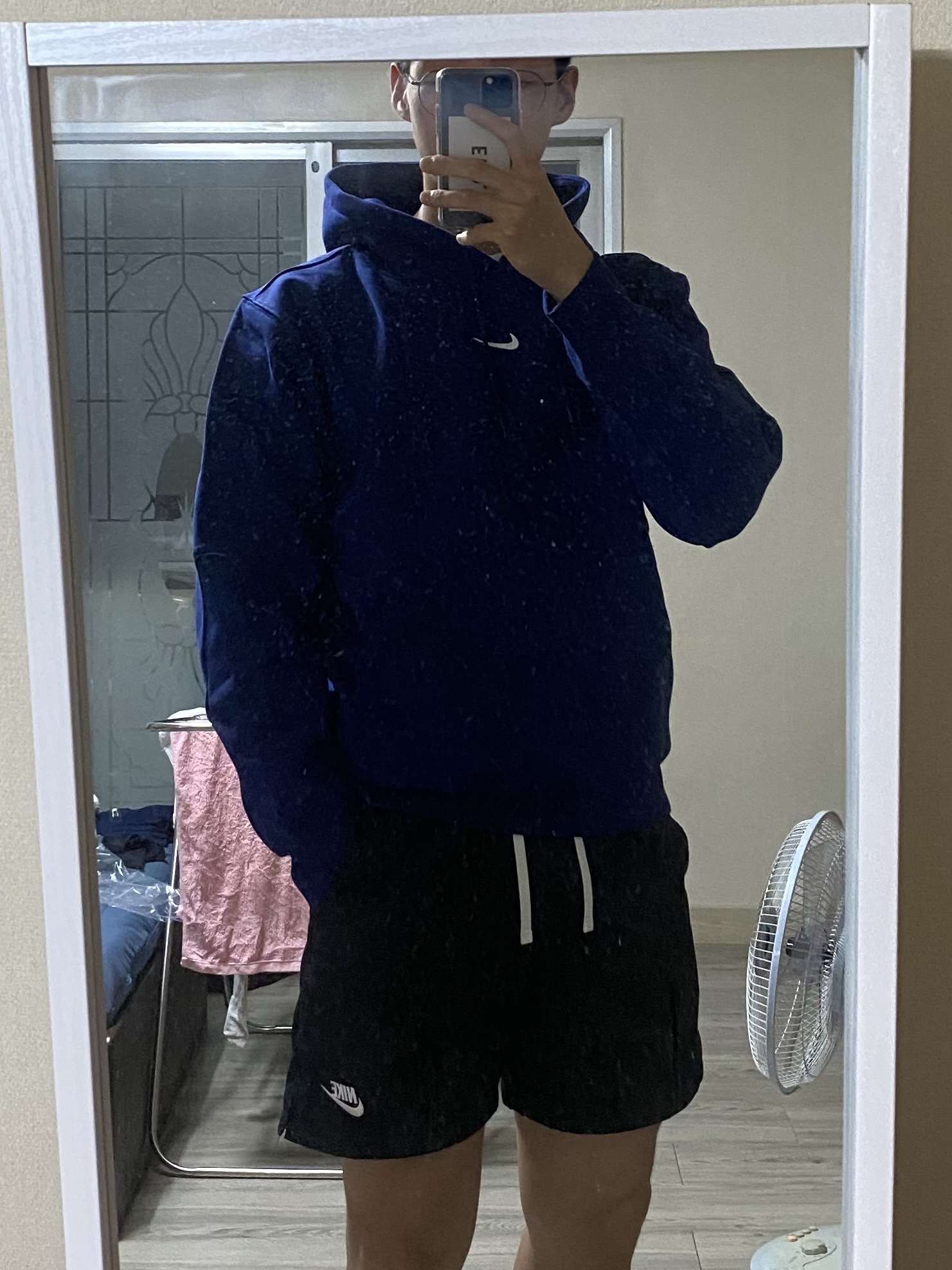 Nike x Drake Nocta Cardinal Stock Essential Hoodie Navy - Asia 착용 스타일