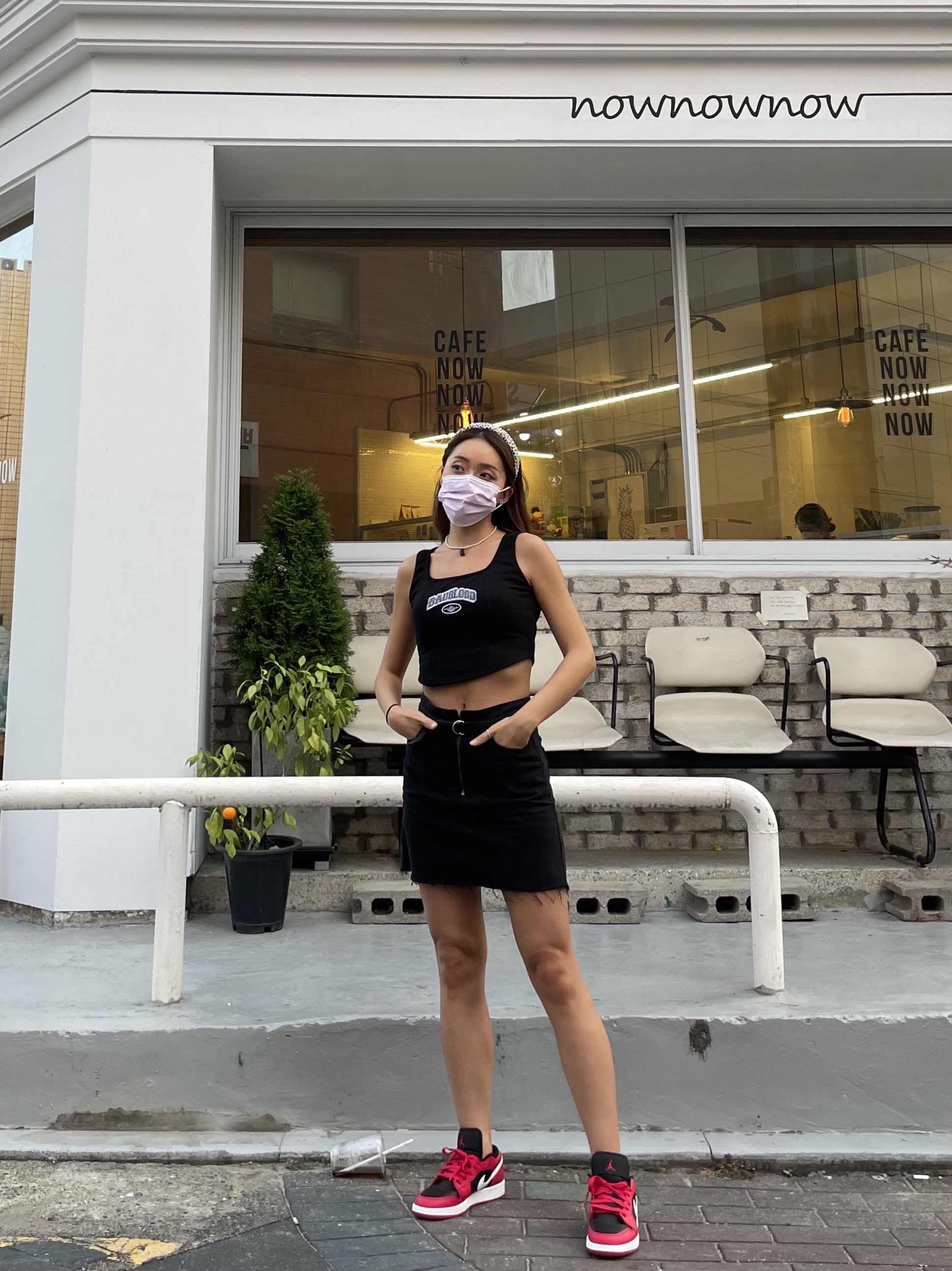 (GS) Jordan 1 Low Black Very Berry 착용 스타일