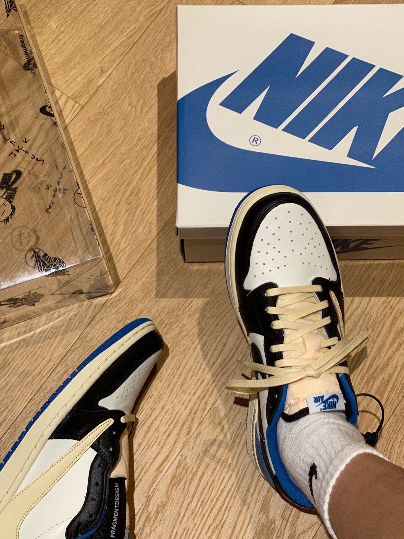 Jordan 1 x Travis Scott x Fragment Retro Low OG SP Military Blue 착용 스타일
