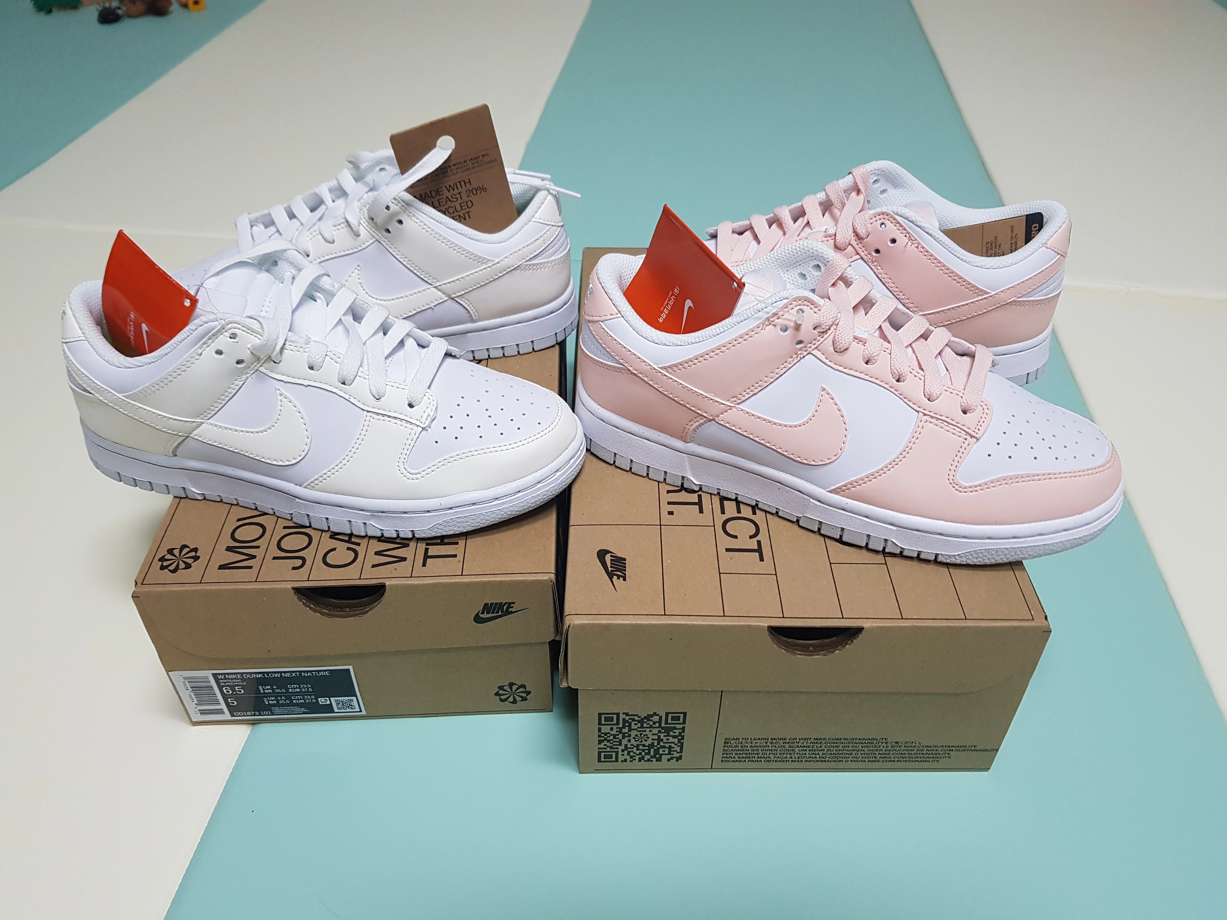 (W) Nike Dunk Low Next Nature Pale Coral, (W) Nike Dunk Low Next Nature Sail 착용 스타일