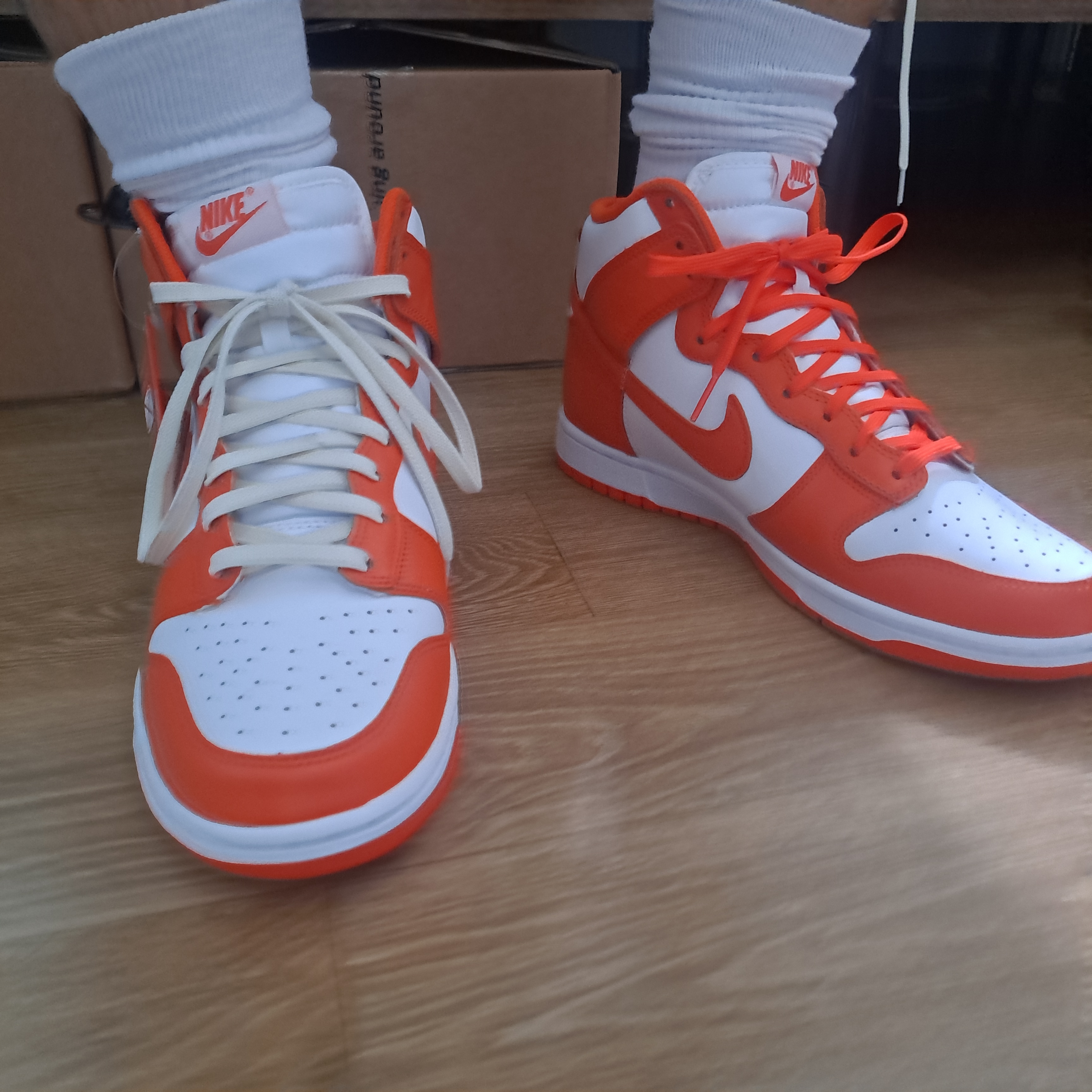 Nike Dunk High Retro Orange Blaze, (W) Nike Dunk High Orange Blaze 착용 스타일 - 1