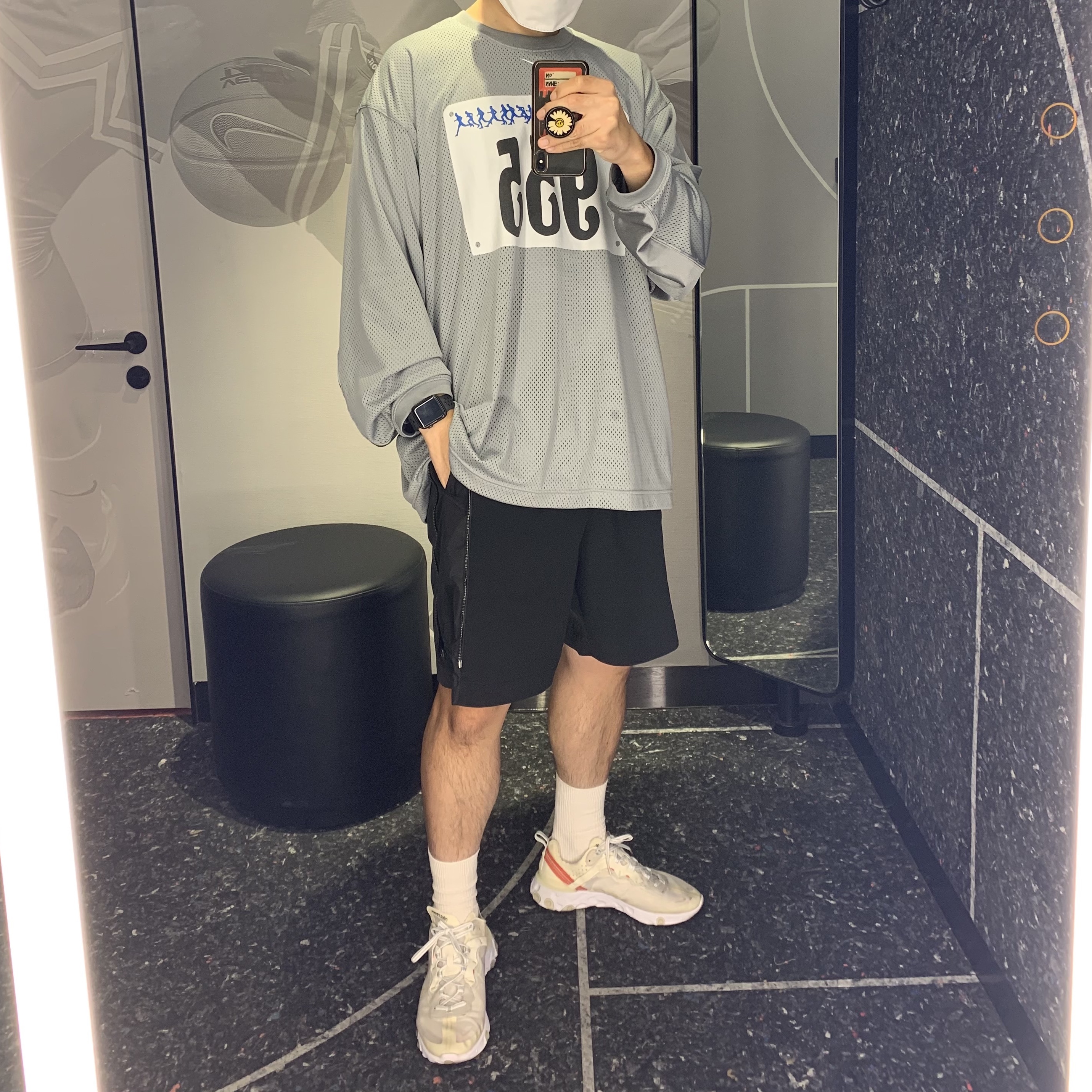Nike x Cactus Plant Flea Market L/S Jersey Grey - US/EU, Nike React Element 87 Sail Light Bone 착용 스타일 - 2