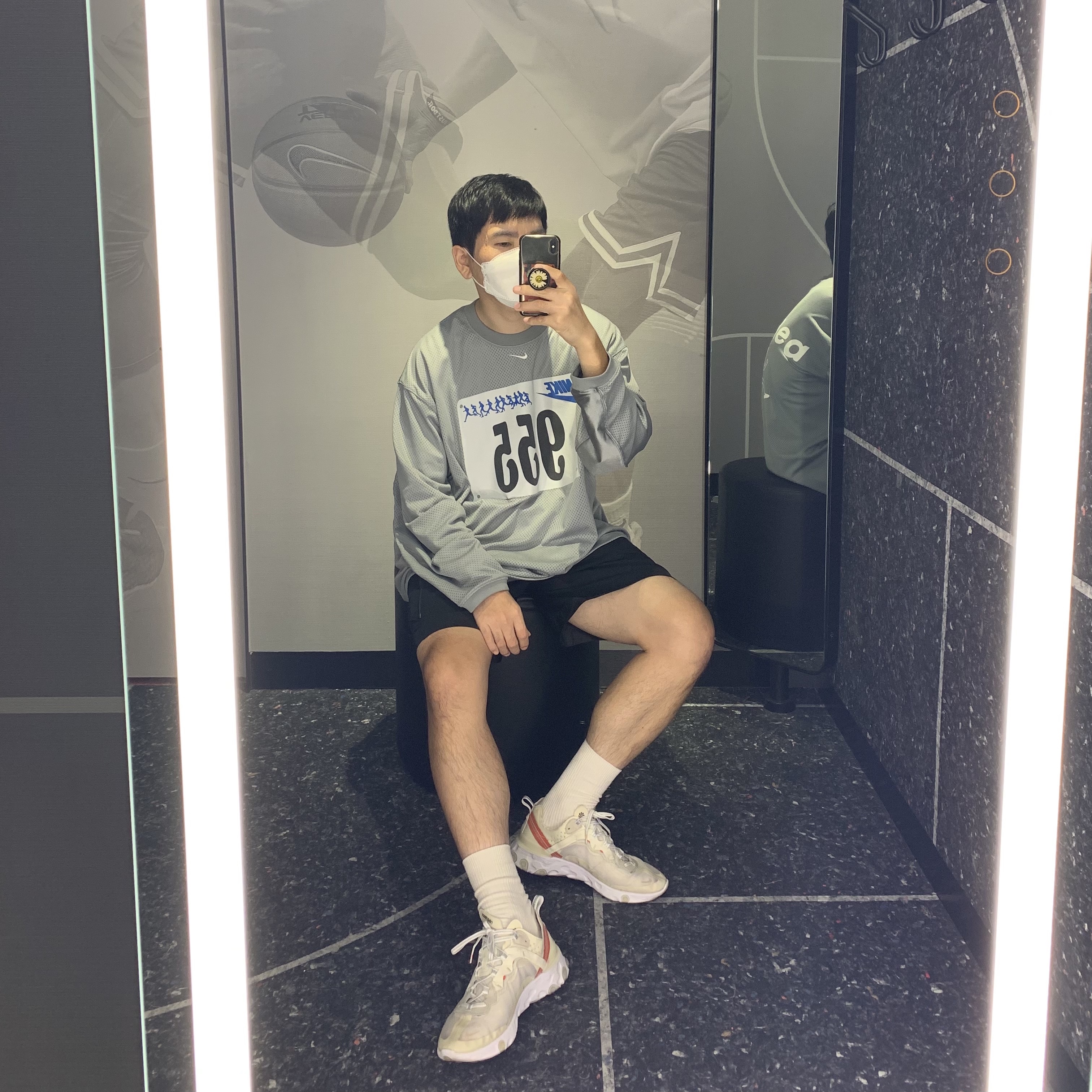 Nike x Cactus Plant Flea Market L/S Jersey Grey - US/EU, Nike React Element 87 Sail Light Bone 착용 스타일 - 1