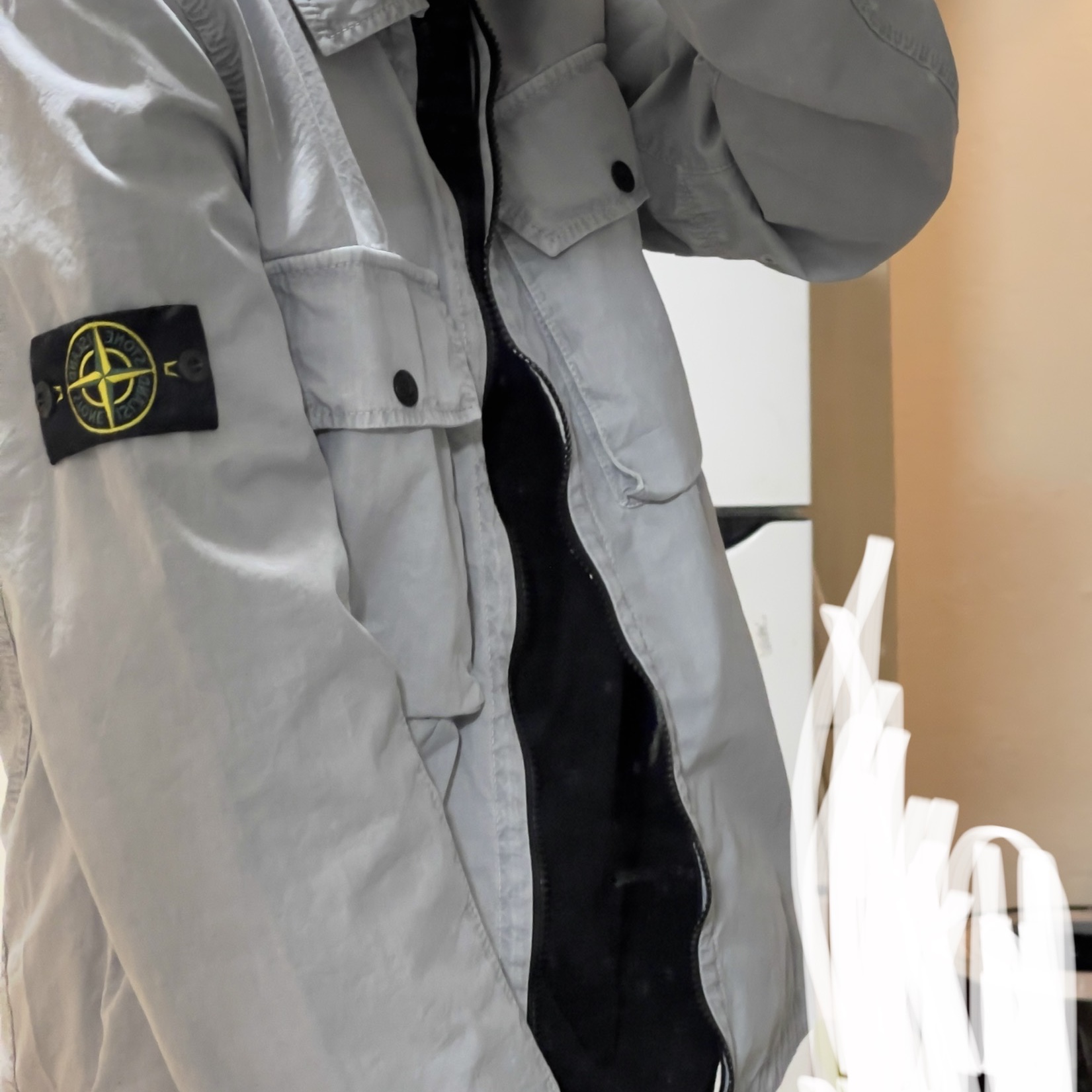 Stone Island 113WN T.CO+OLD Overshirt Light Grey - 21FW 착용 스타일 - 1