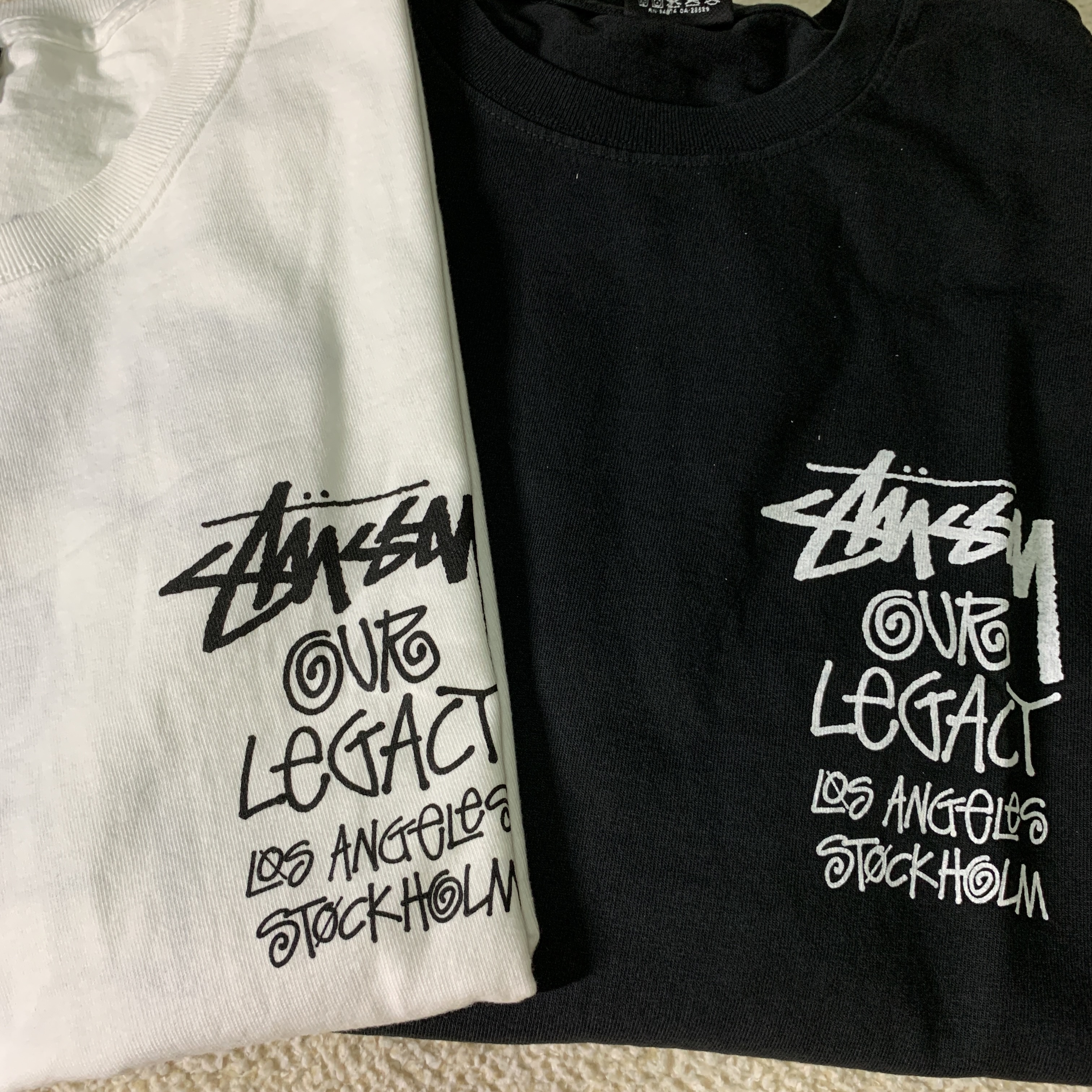 Stussy x Our Legacy Surfman T-Shirt White - 21SS, Stussy x Our Legacy Surfman T-Shirt Black - 21SS 착용 스타일
